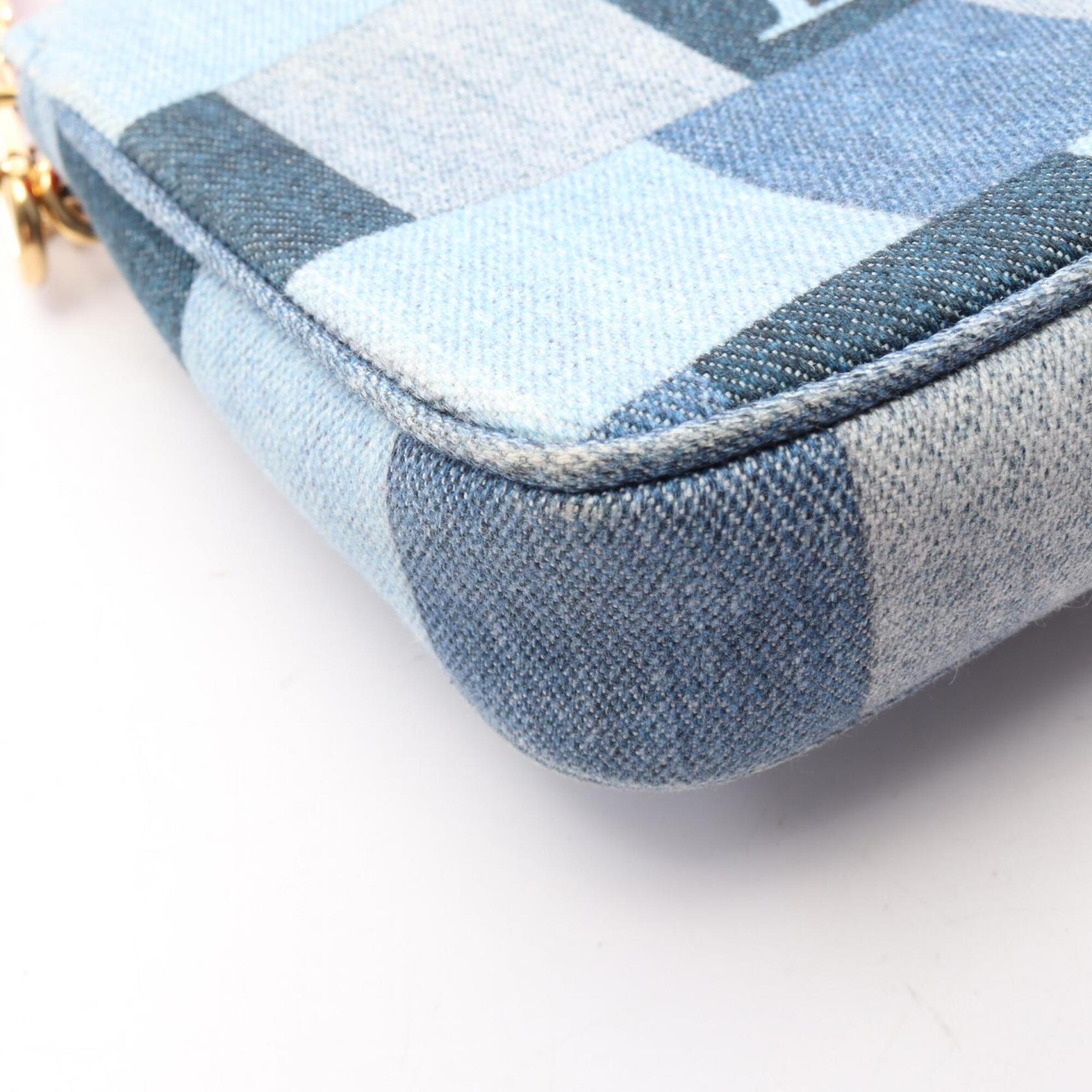 Louis Vuitton Blue Multi-Color Denim Leather Handbag Pochette Shoulder Bag (Pre-Owned)