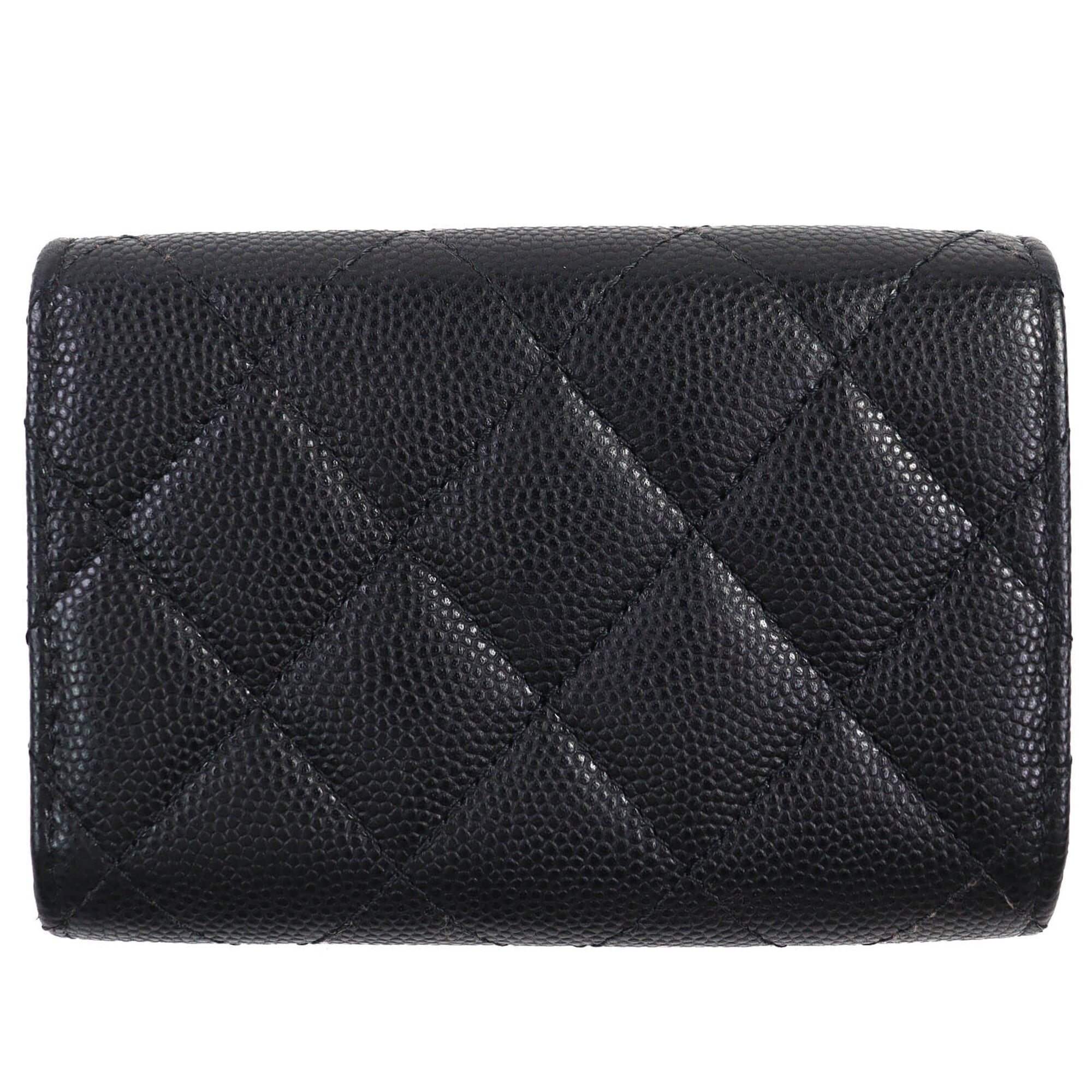 Chanel Matelasse Black Grained Calfskin Wallet (Tri-Fold) (Pre-Owned)
