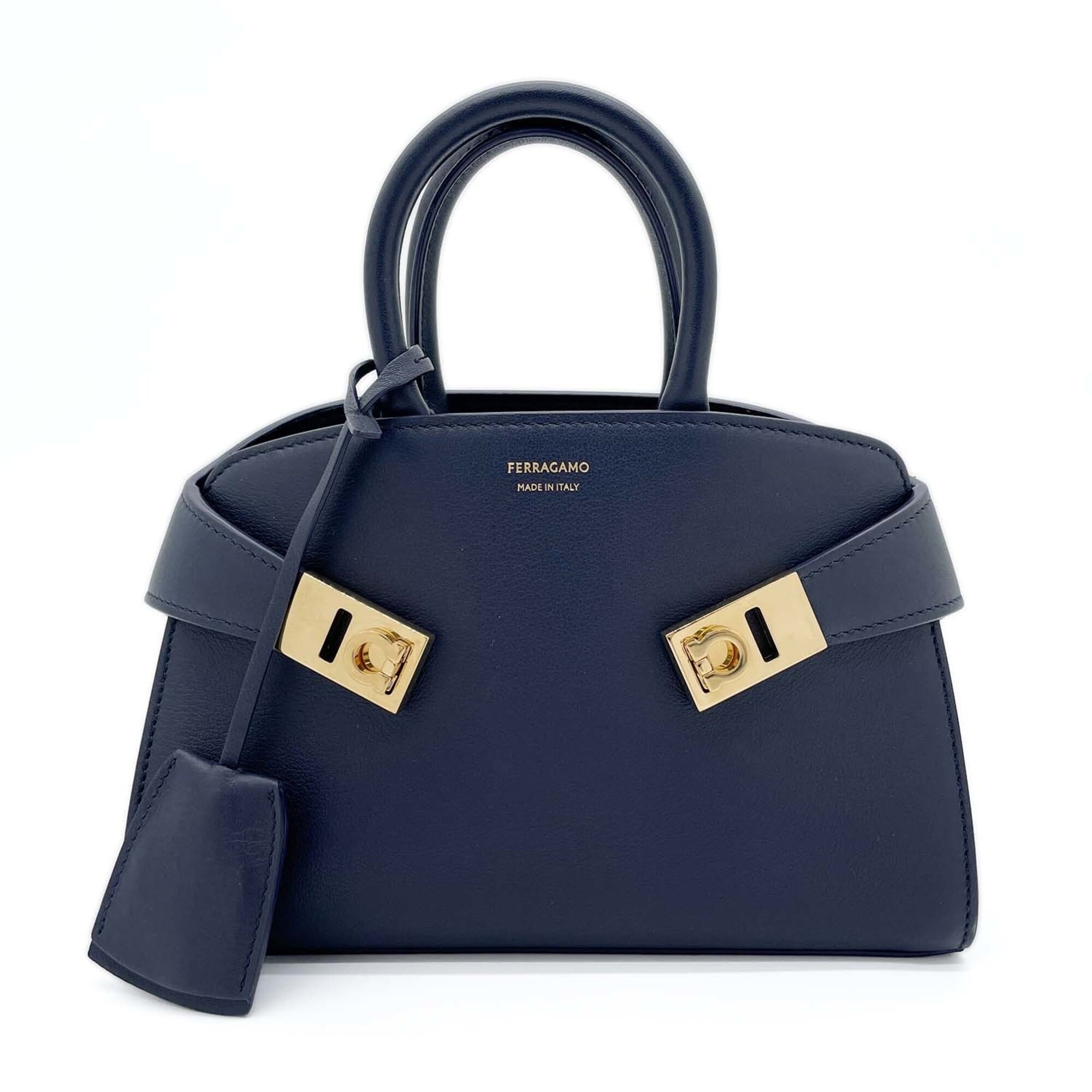 Salvatore Ferragamo Blue Metal Leather Handbag Shoulder Bag (Pre-Owned)