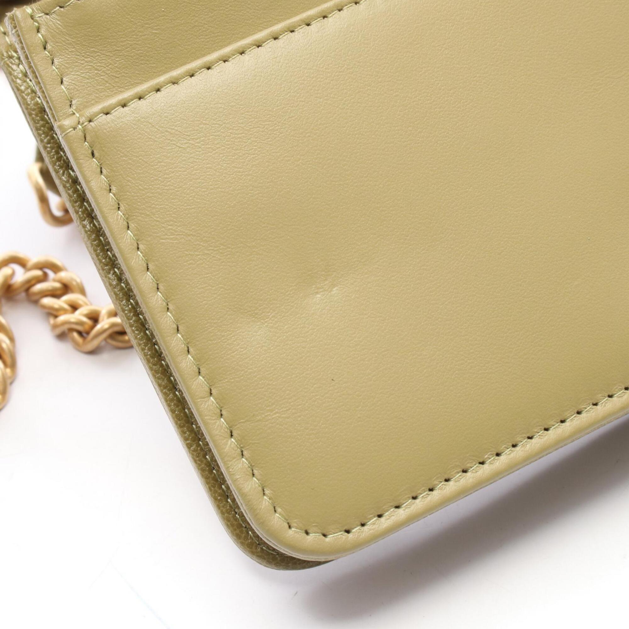 Chanel Khaki Grained Calfskin Handbag Shoulder Bag (Pre-Owned)