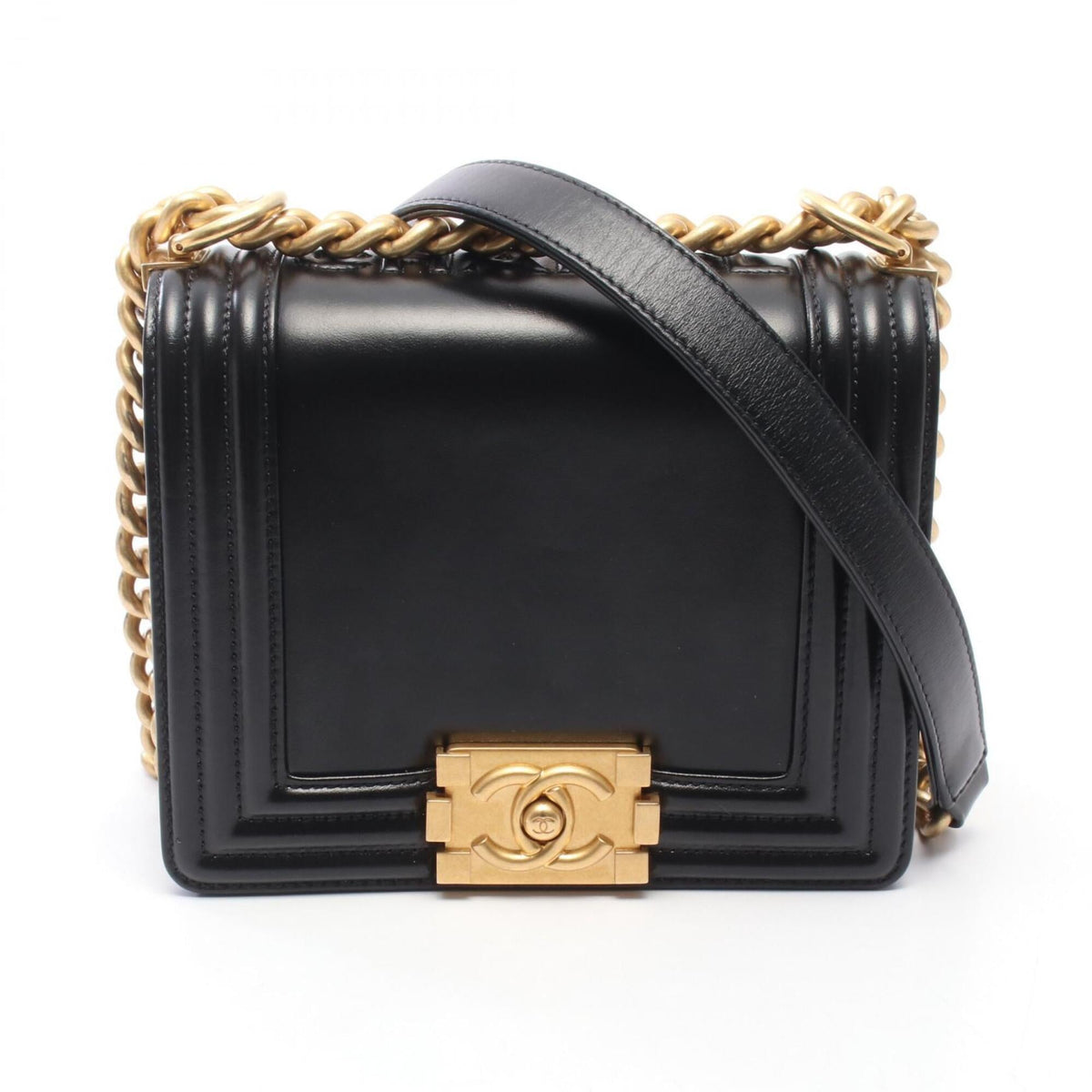Chanel Black Leather Handbag Shoulder Bag (Pre-Owned)