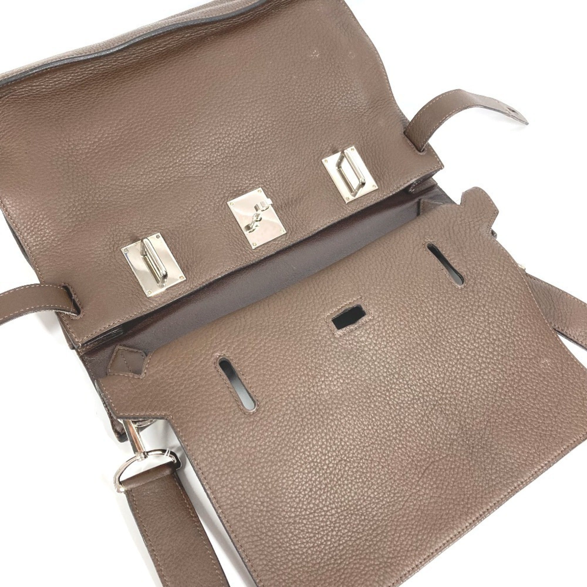 Hermes Jypsiere Dark Brown Taurillon Clemence Leather Shoulder Bag (Pre-Owned)