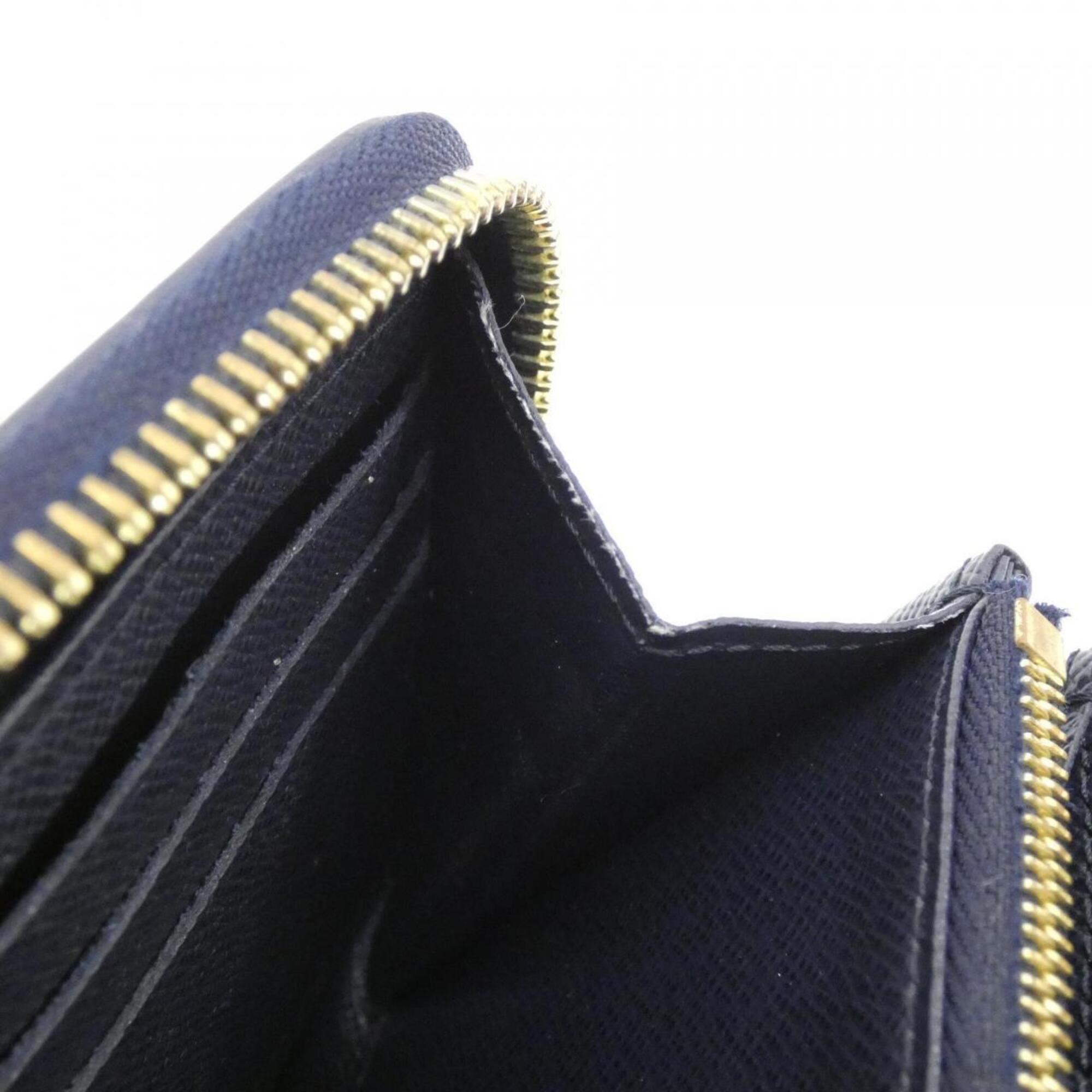 Louis Vuitton Navy Leather Long Wallet (Bi-Fold) (Pre-Owned)