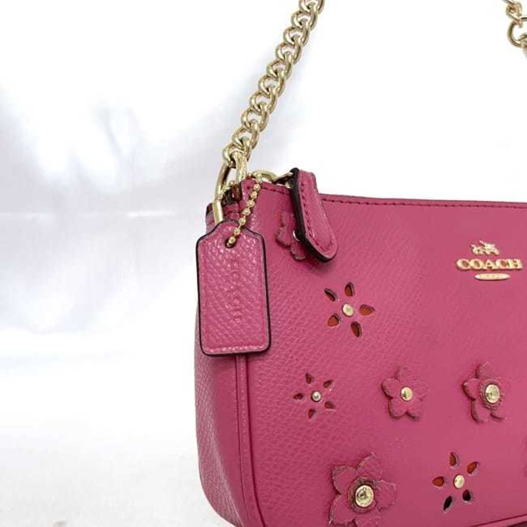 Coach Pink Pvc Leather Pouch (Pre-Owned)