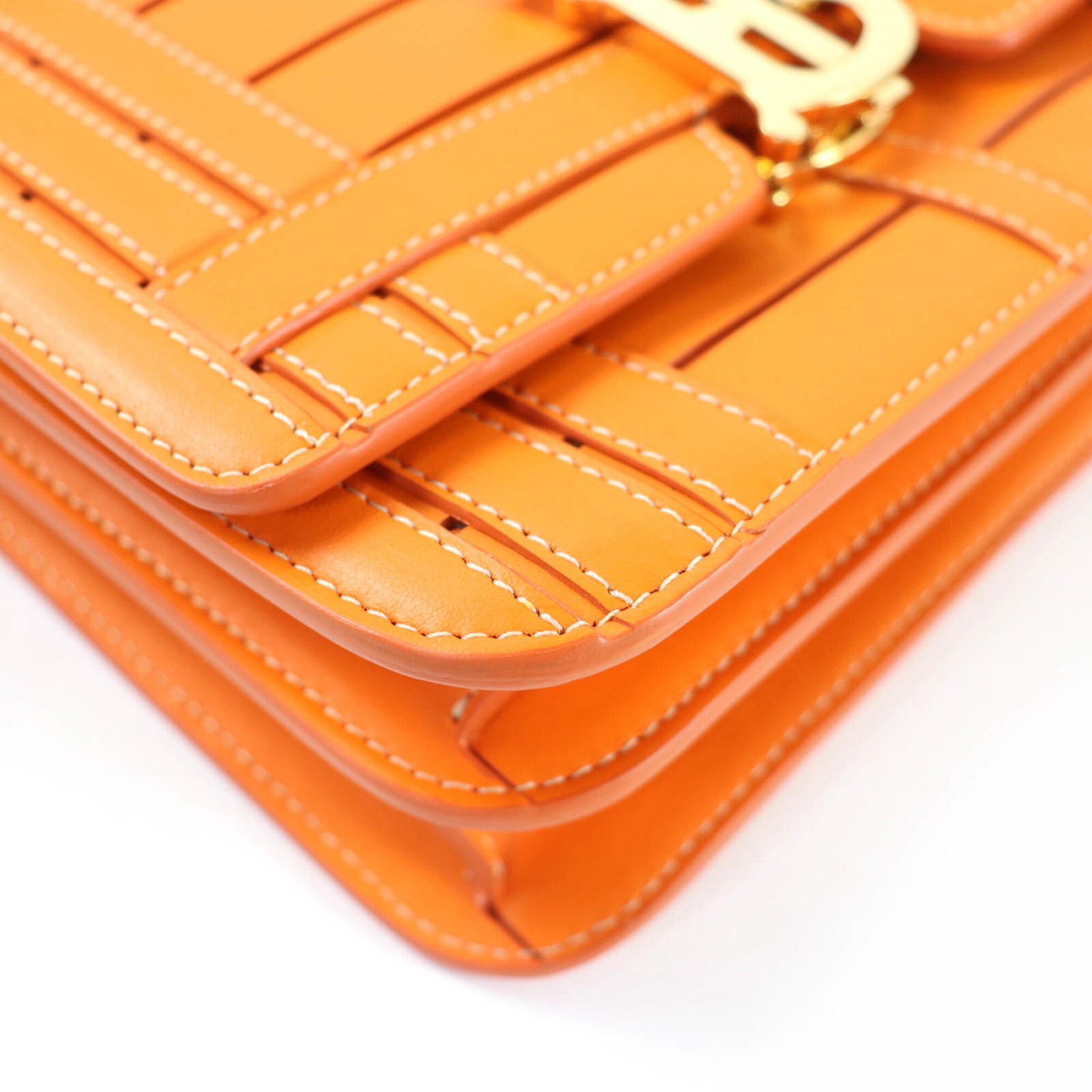 Burberry Orange Leather Clutch Bag Shoulder Bag (Pre-Owned)
