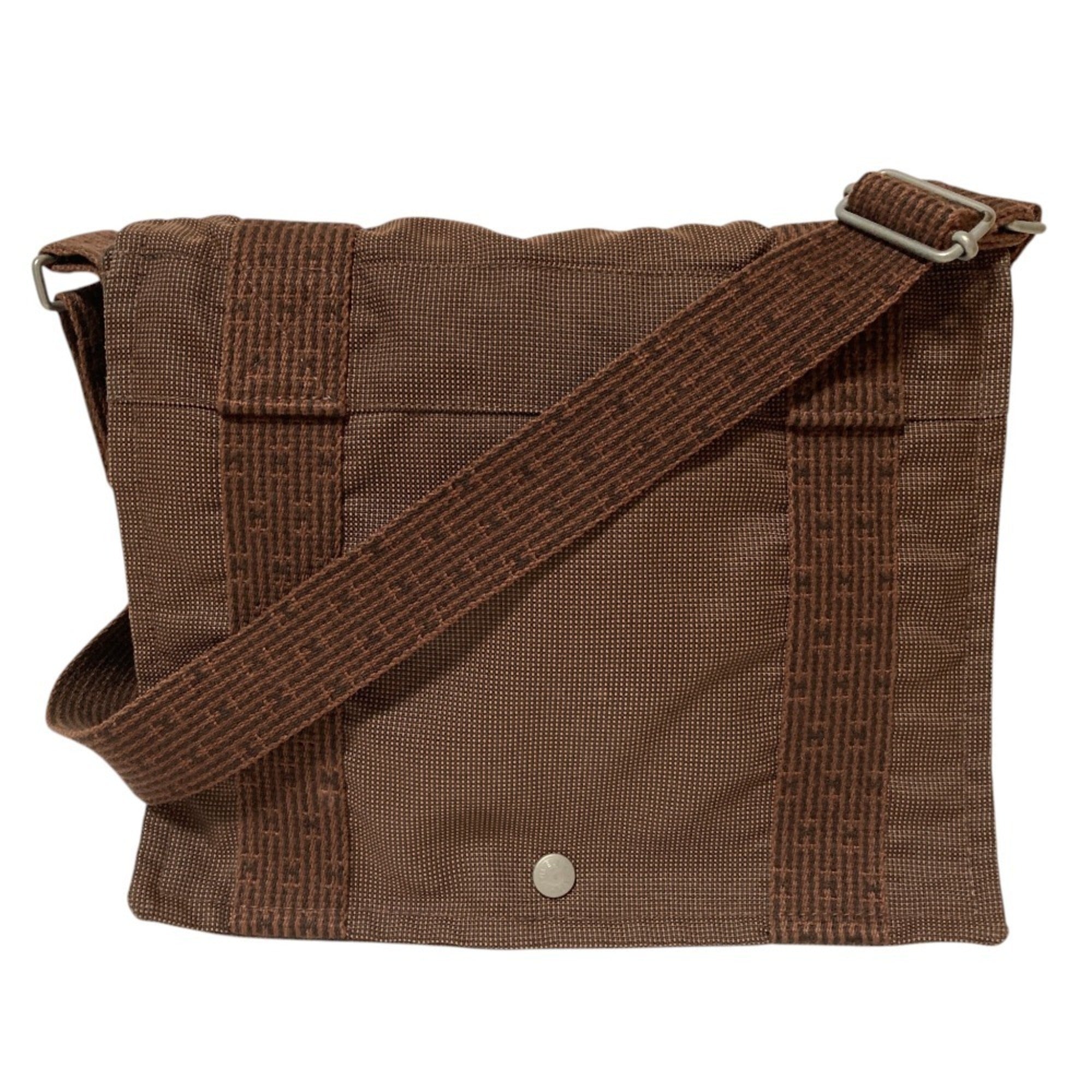 Hermes Brown Nylon Canvas Shoulder Bag (Pre-Owned)