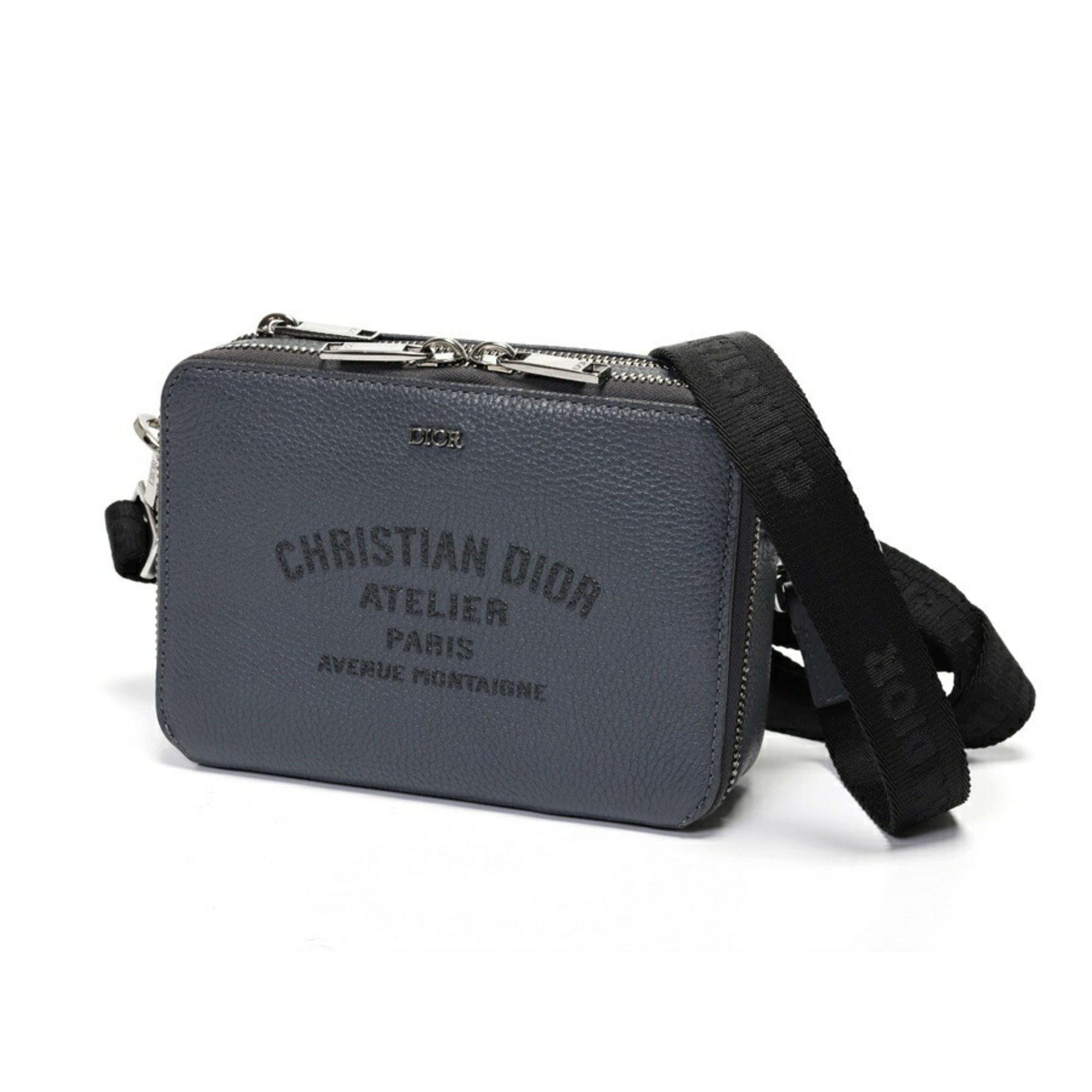 Christian Dior Gray Leather Fanny Pack Pouch (Pre-Owned)