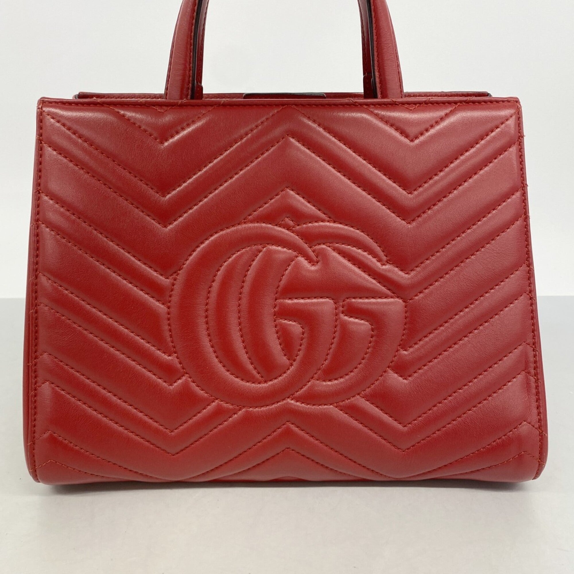 Gucci Red Color Leather Handbag (Pre-Owned)