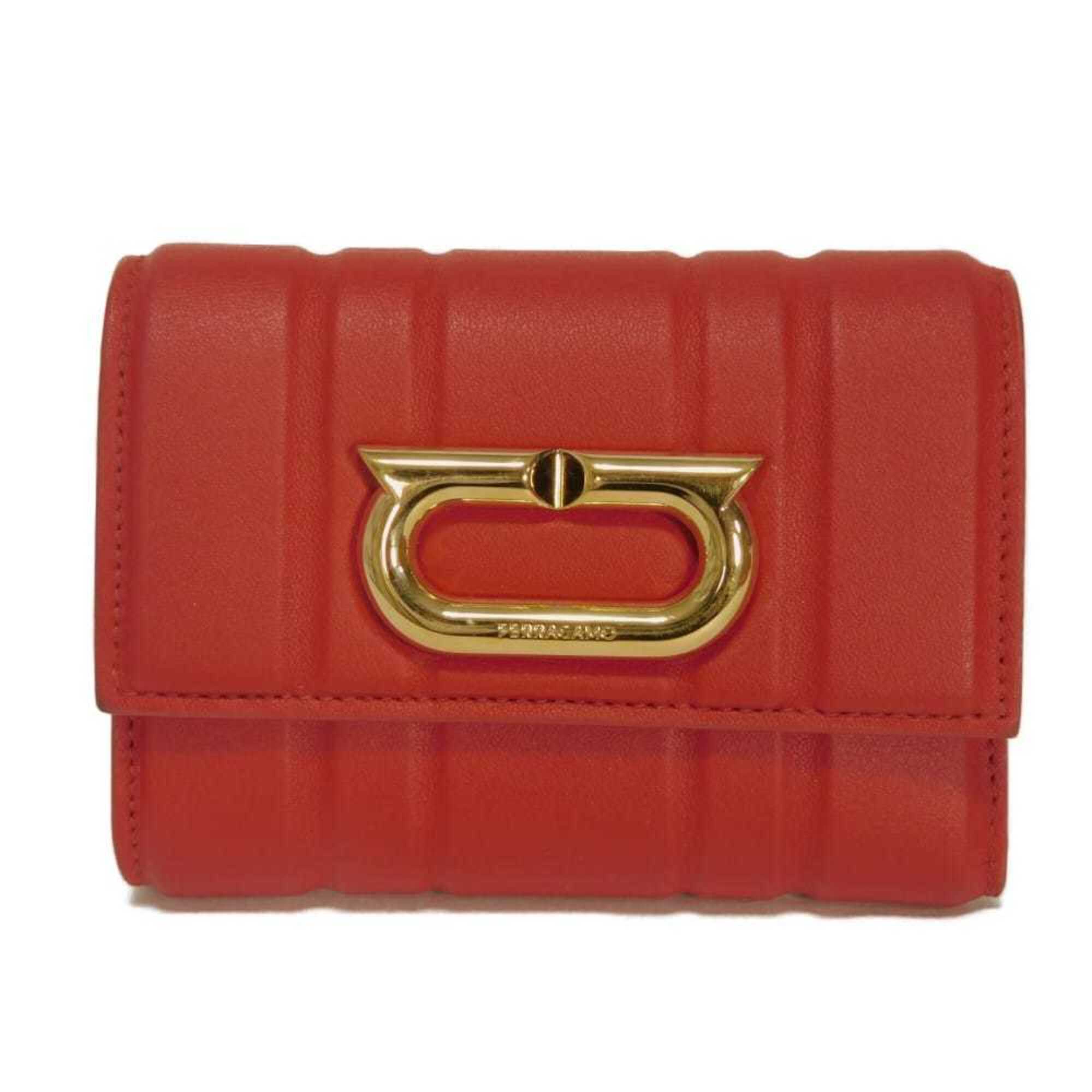 Salvatore Ferragamo Red Color Leather Wallet (Tri-Fold) (Pre-Owned)