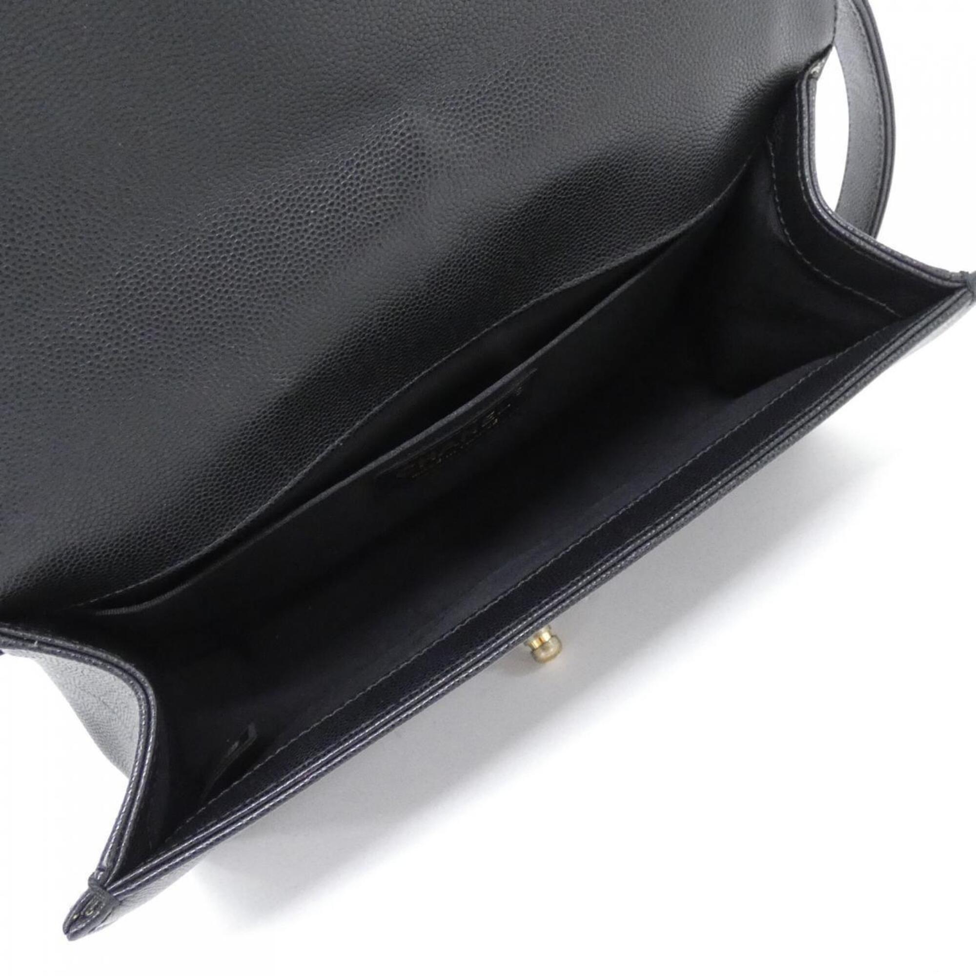 Chanel Black Grained Calfskin Shoulder Bag (Pre-Owned)