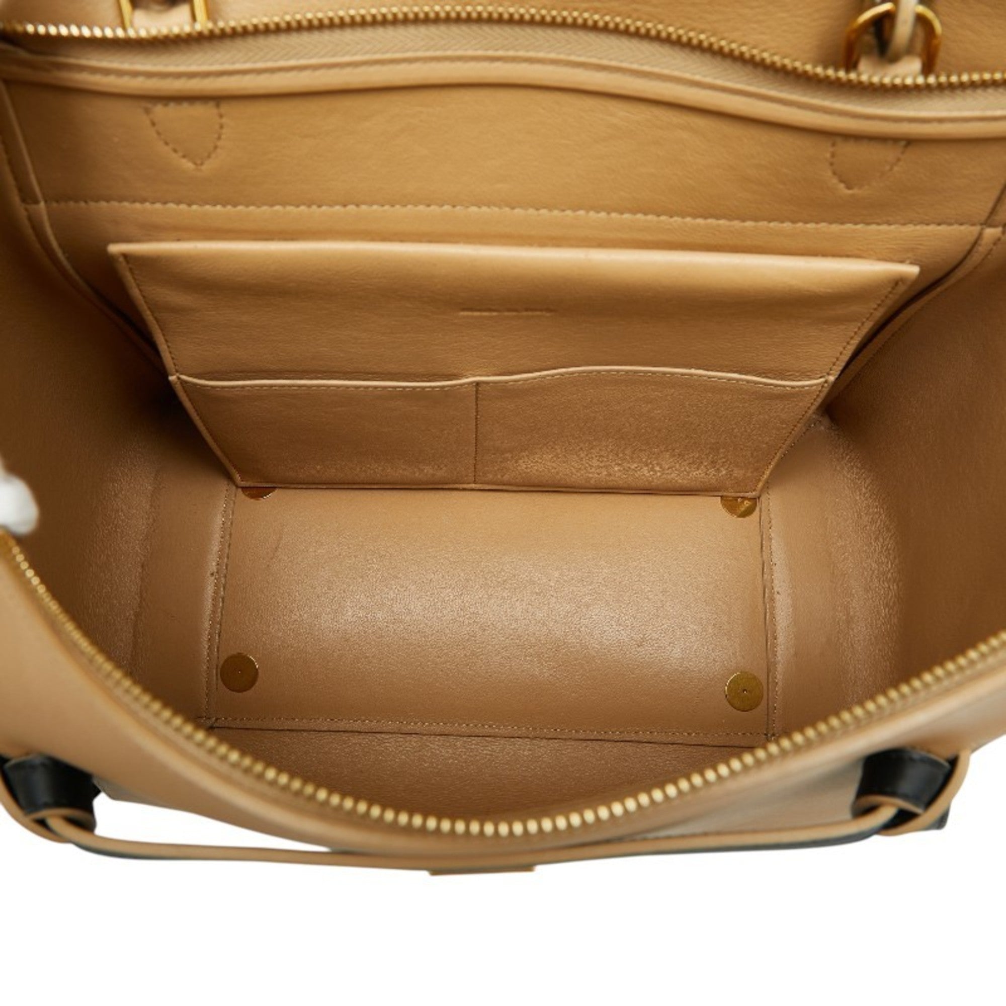 Celine Beige Black Leather Handbag Shoulder Bag (Pre-Owned)