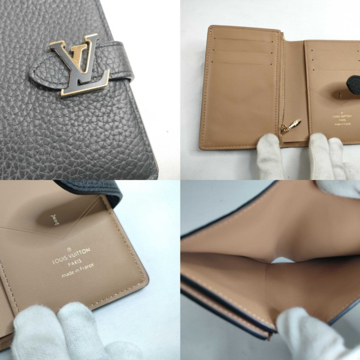 Louis Vuitton Noir Leather Wallet (Bi-Fold) (Pre-Owned)