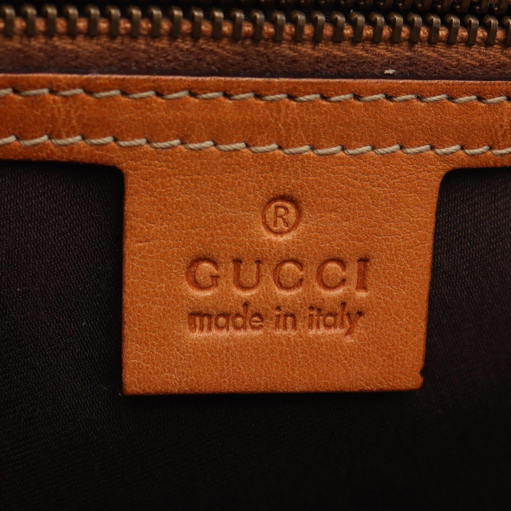 Gucci Brown White Canvas Handbag (Pre-Owned)