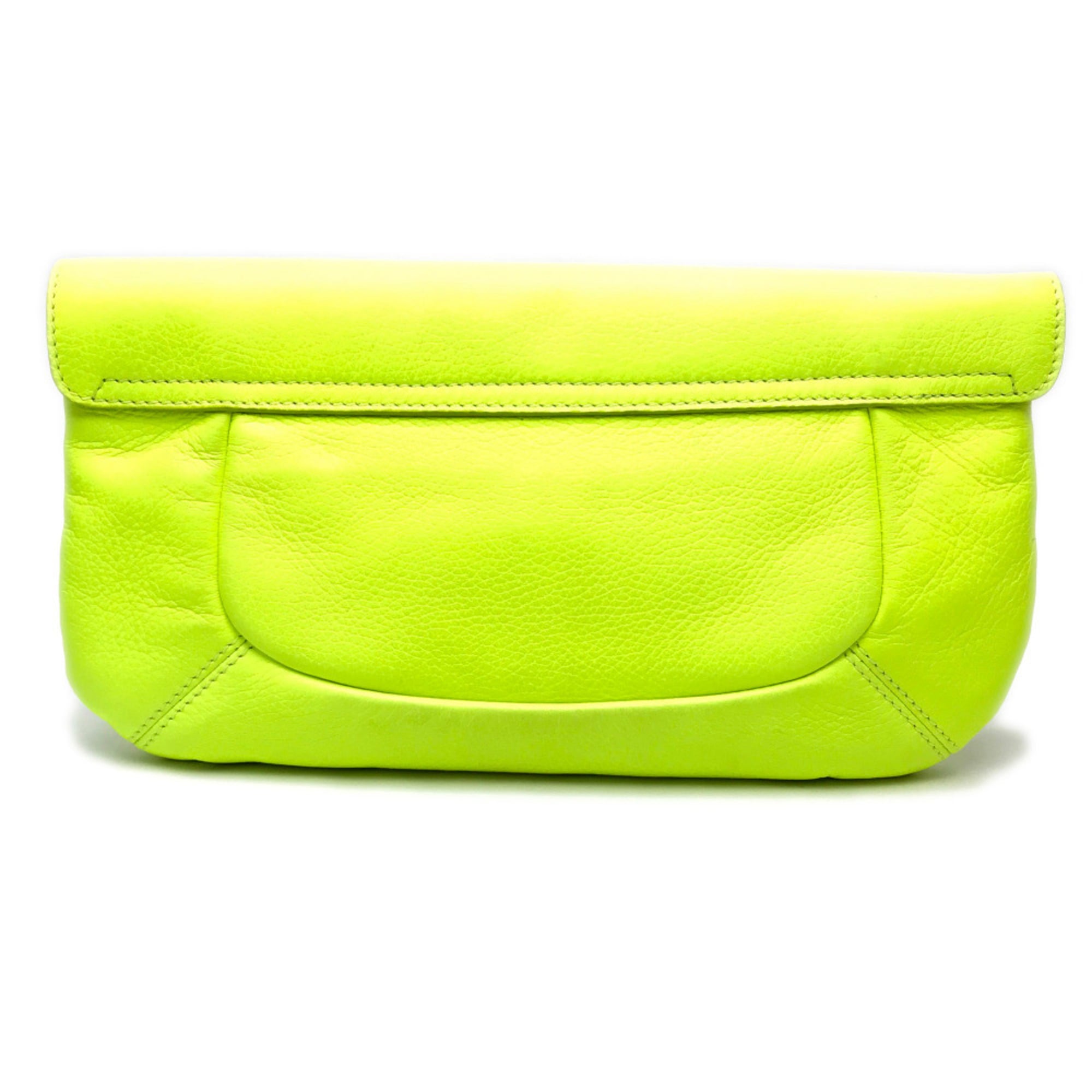 Sergio Rossi Fluorescent Yellow Leather Clutch Bag (Pre-Owned)