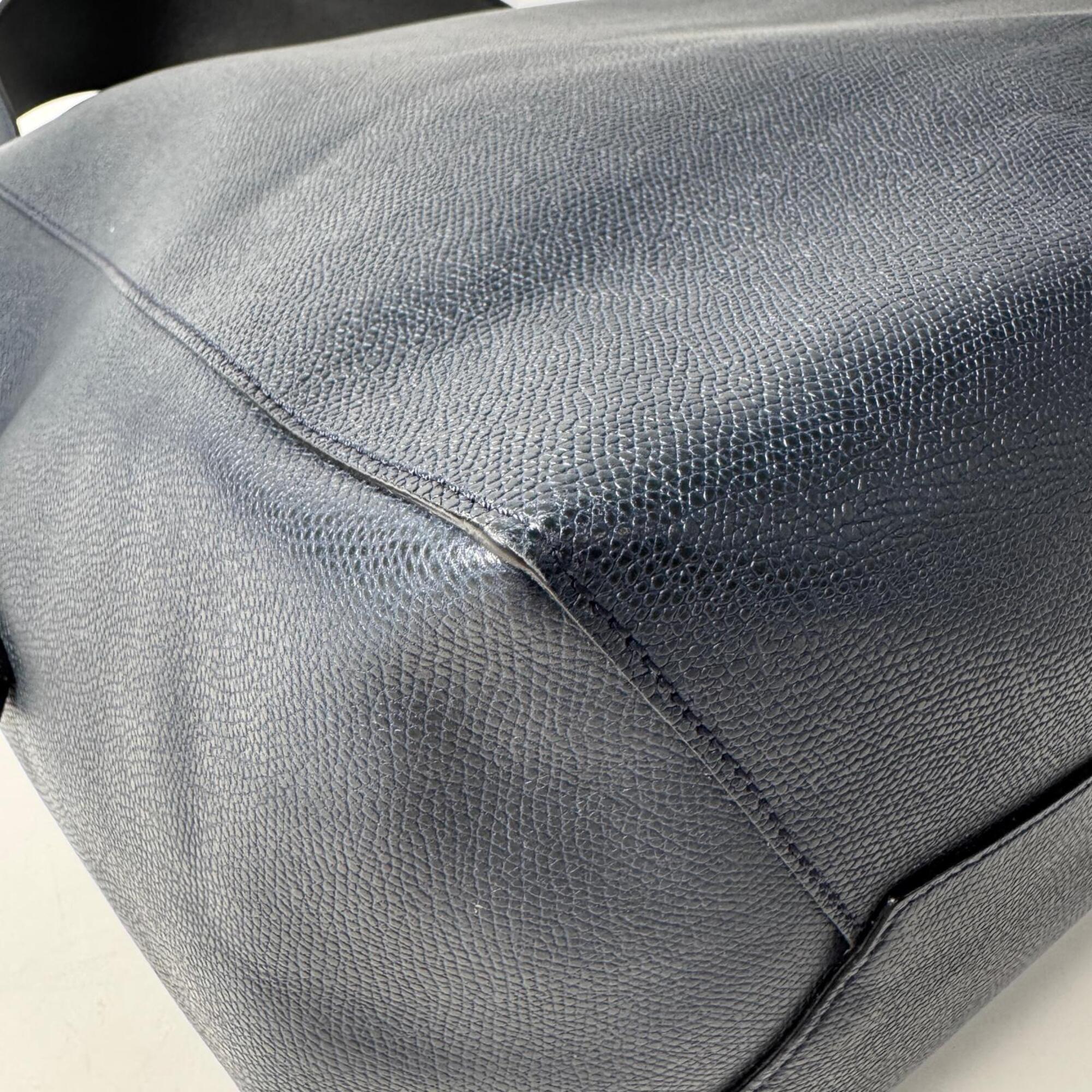 Valextra Navy Leather Pouch Tote Bag (Pre-Owned)