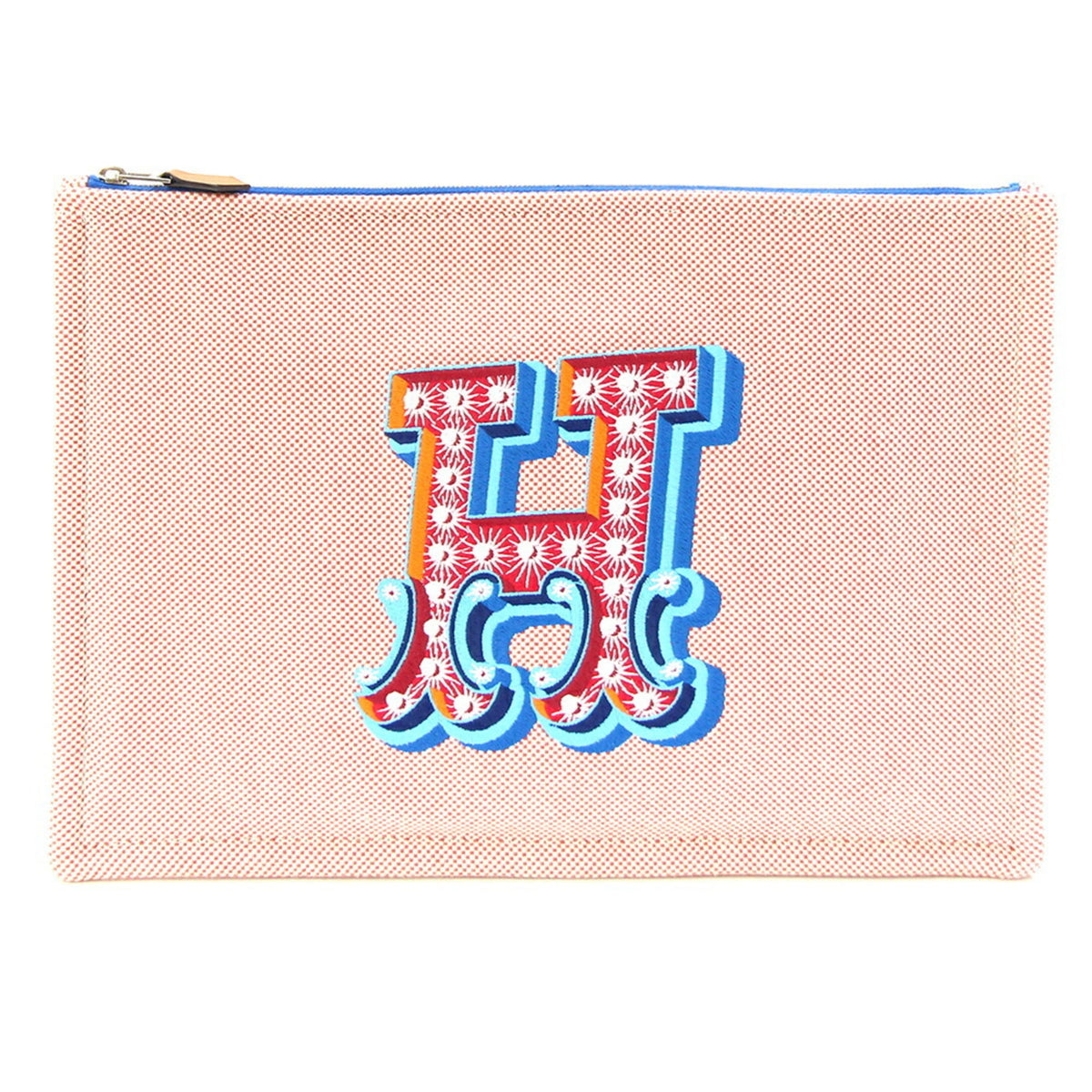 Hermes Multi-Color Orange Cotton Clutch Bag Pouch (Pre-Owned)