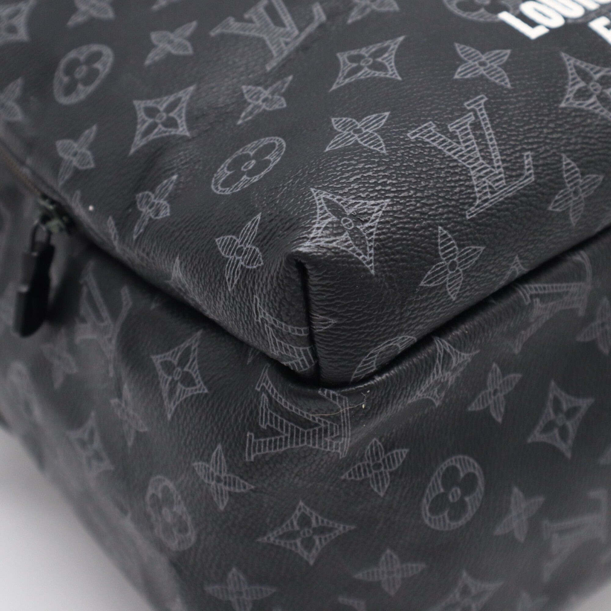 Louis Vuitton Monogram Black Gray White Coated Canvas Leather Backpack (Pre-Owned)