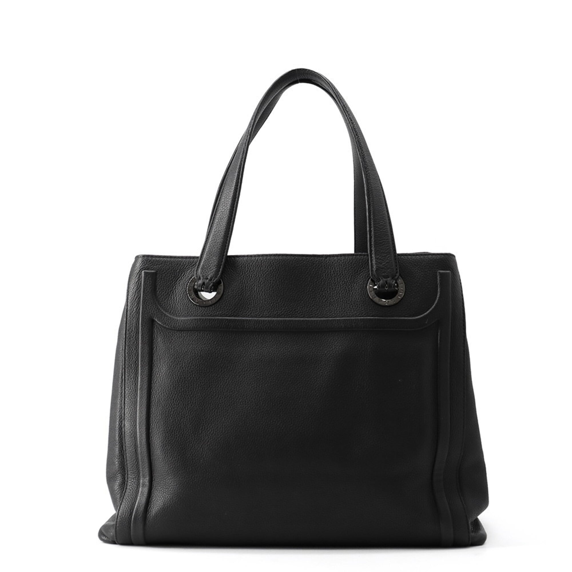 Bvlgari Black Leather Handbag Tote Bag (Pre-Owned)