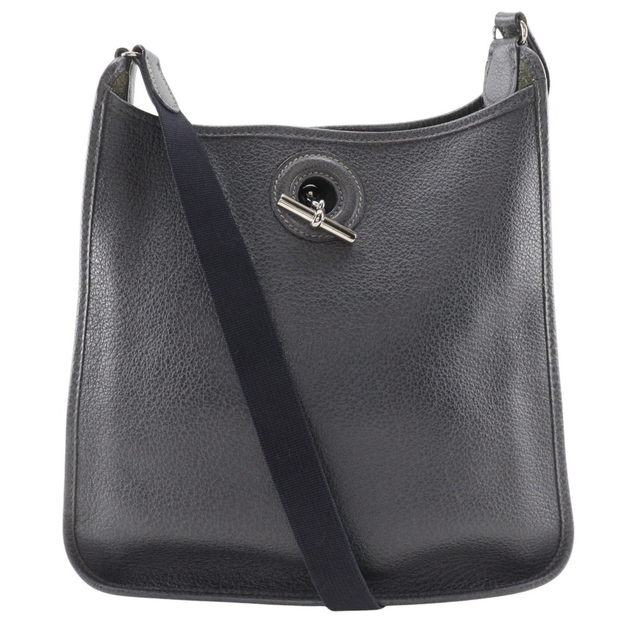 Hermes Black Gray Leather Shoulder Bag (Pre-Owned)