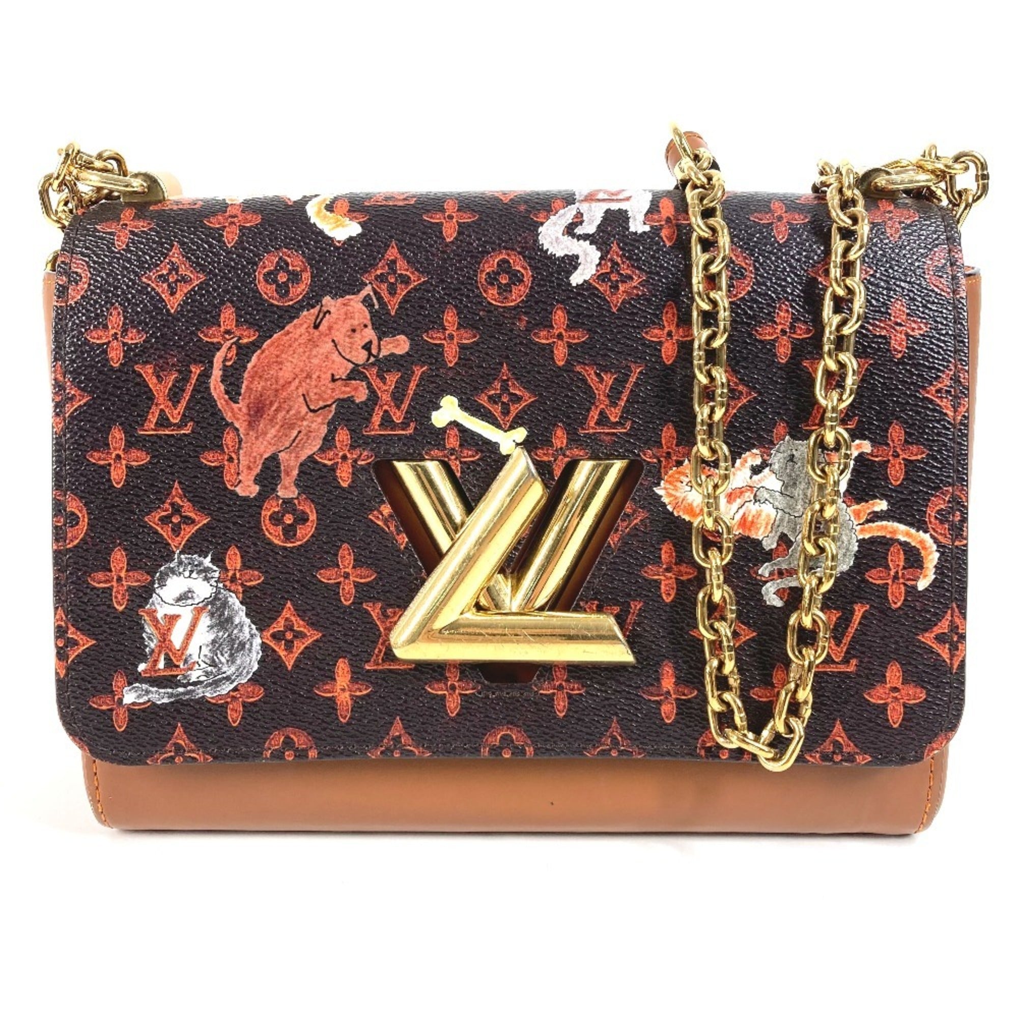 Louis Vuitton Brown Orange Monogram Leather Shoulder Bag (Pre-Owned)