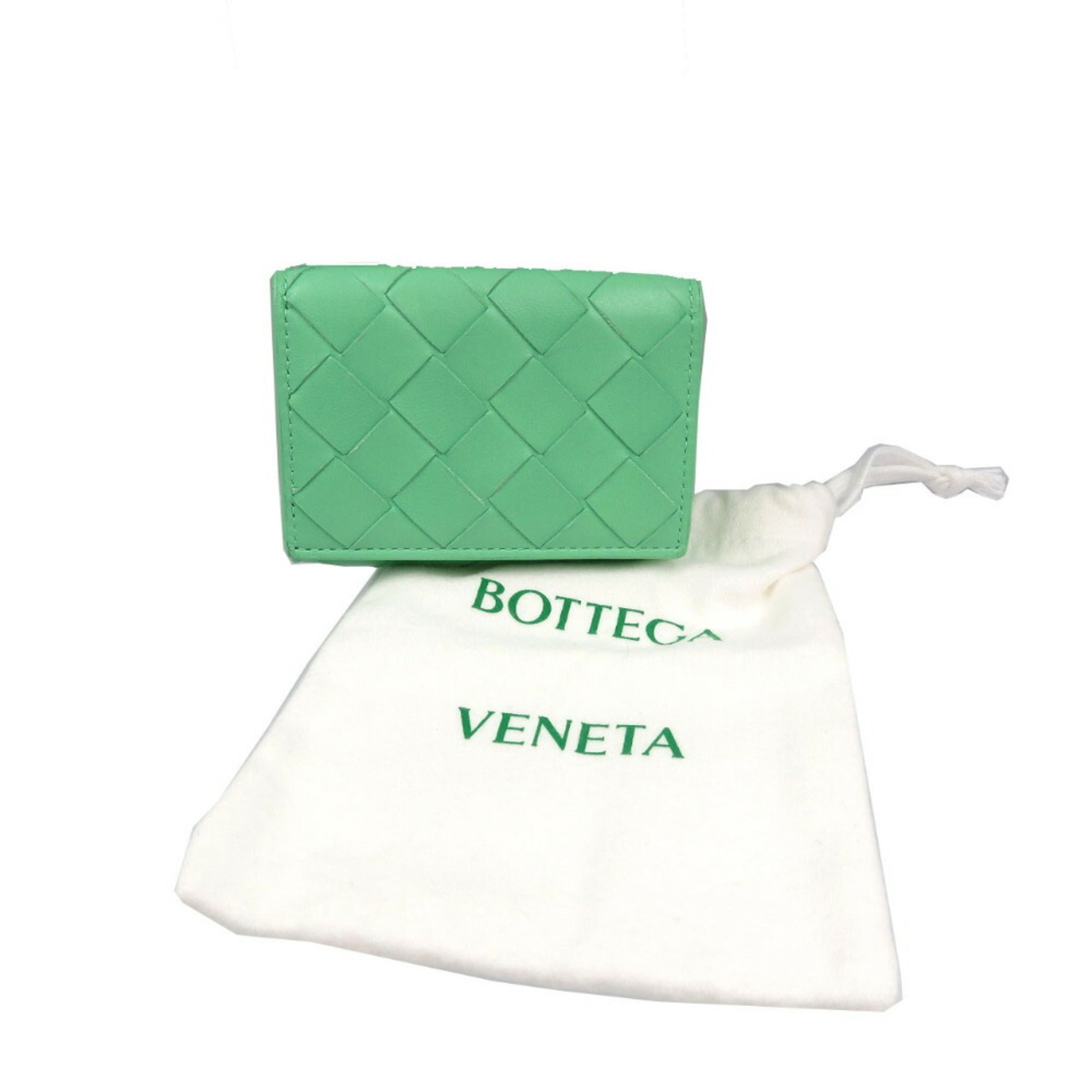 Bottega Veneta Green Leather Wallet (Tri-Fold) (Pre-Owned)