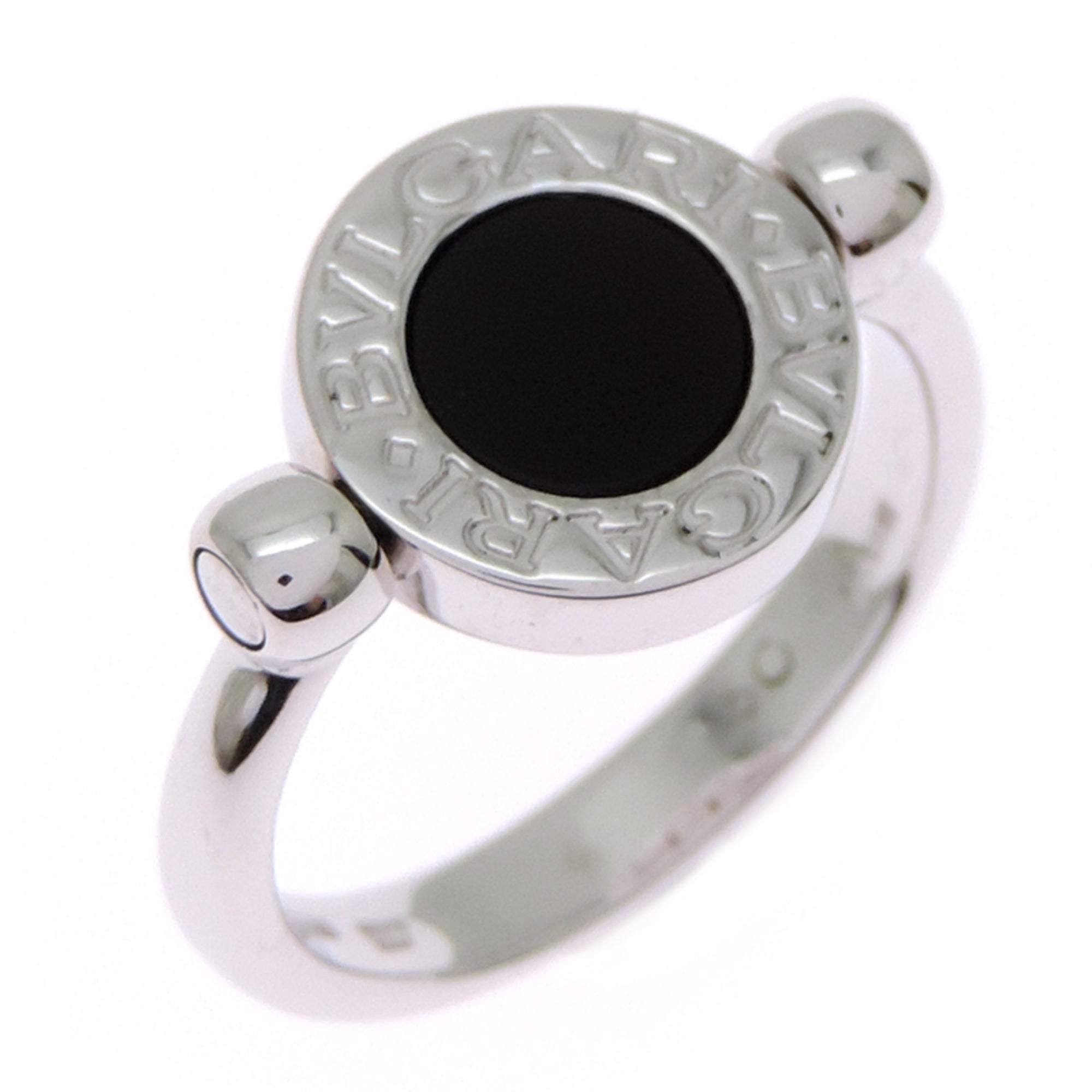 Bvlgari Silver Black White Gold (18K) Band Ring (Pre-Owned)