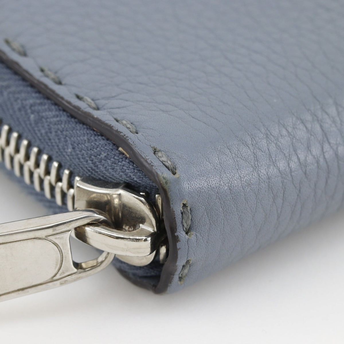 Fendi Selleria Light Blue Leather Long Wallet (Bi-Fold) (Pre-Owned)