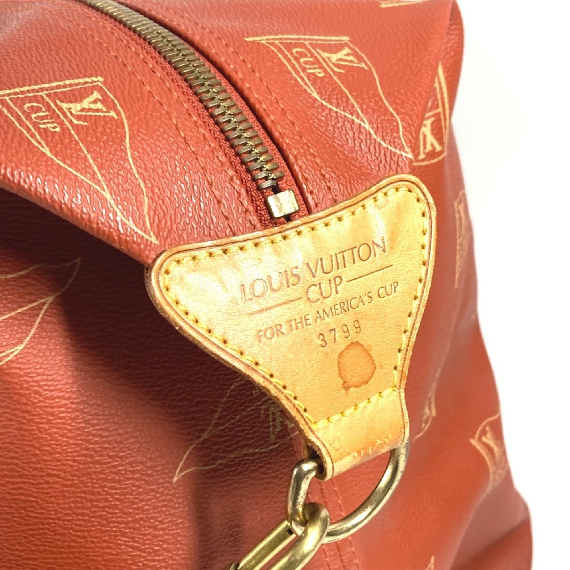 Louis Vuitton Galle Red Color Leather Canvas Boston Bag Handbag Shoulder Bag (Pre-Owned)