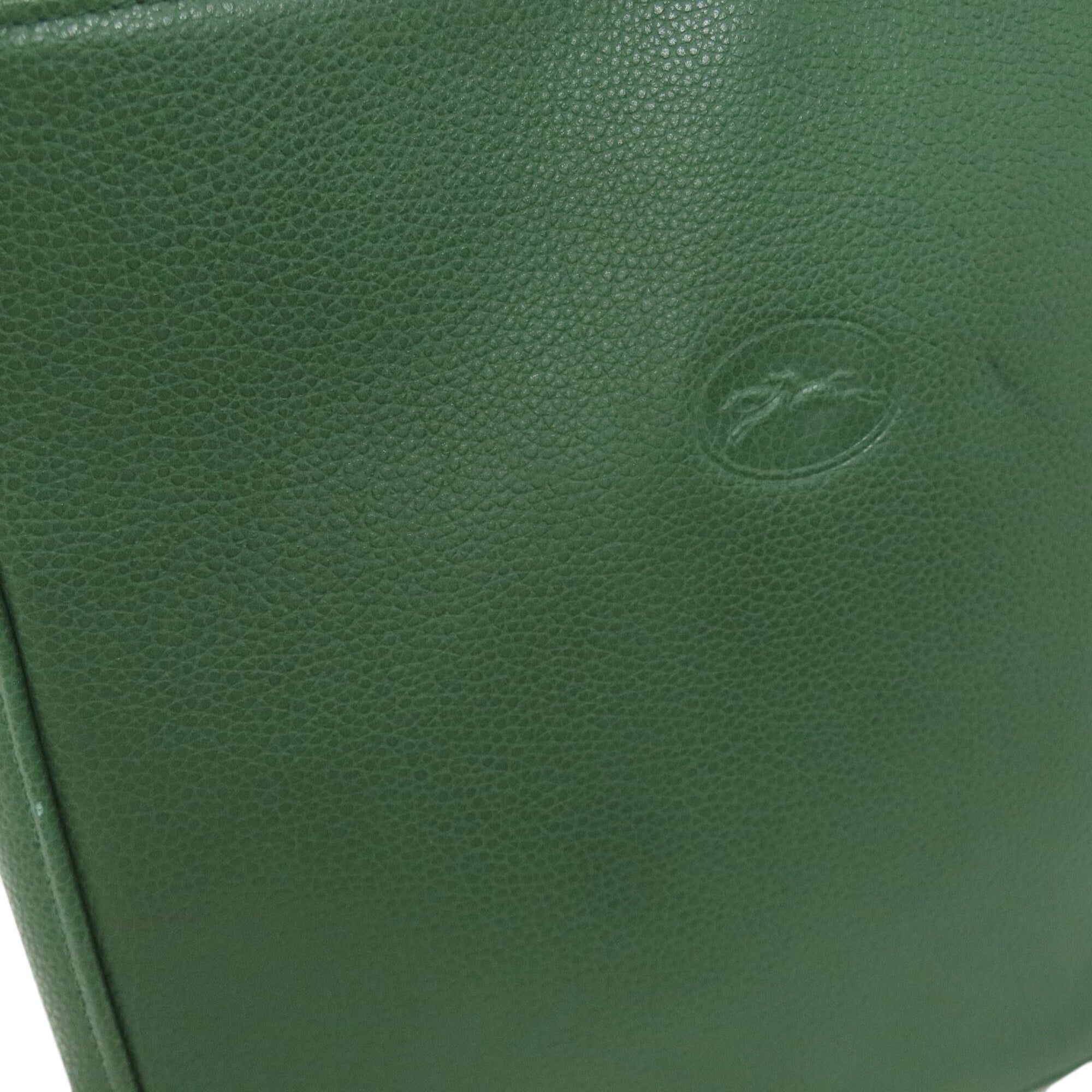 Longchamp Green Leather Pouch Shoulder Bag (Pre-Owned)