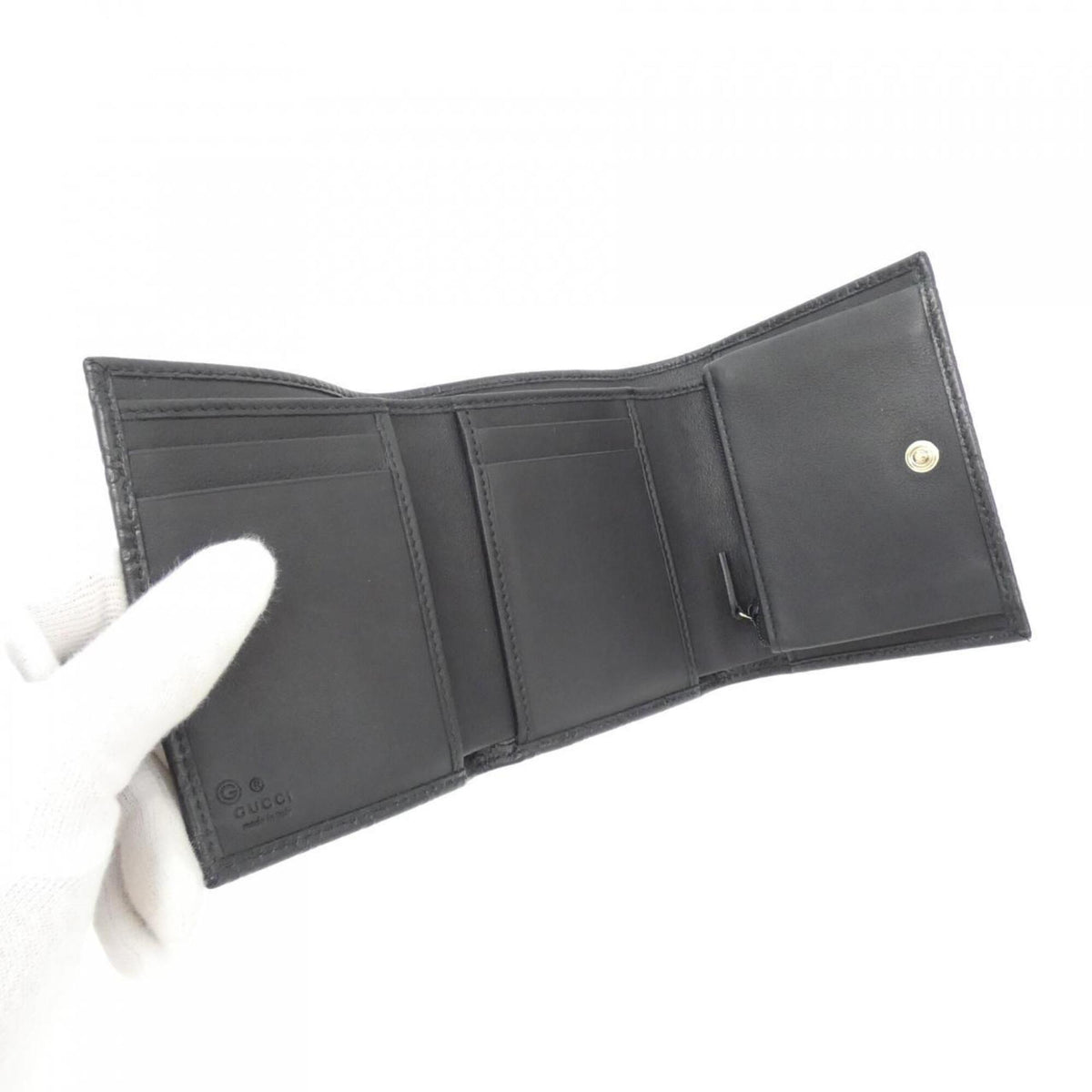 Gucci Black Micro Gg Leather Wallet (Tri-Fold) (Pre-Owned)