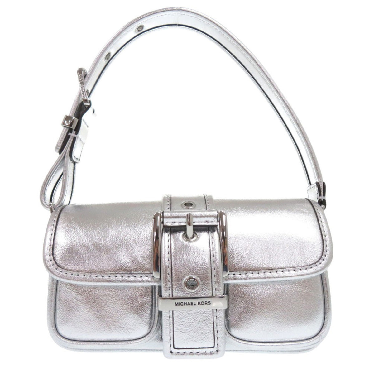 Michael Kors Metallic Silver Leather Shoulder Bag (Pre-Owned)
