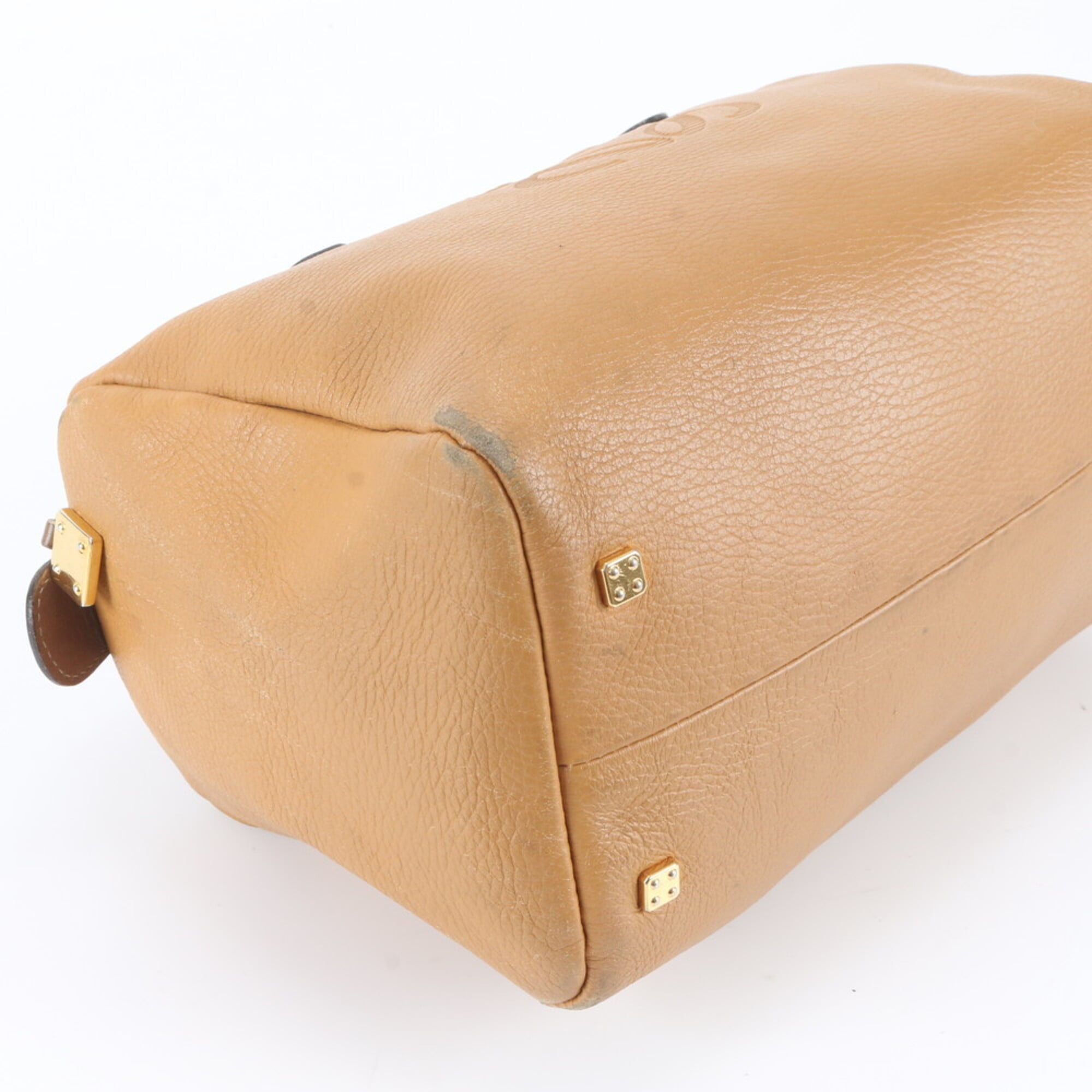 Loewe Light Brown Leather Boston Bag Handbag Tote Bag (Pre-Owned)