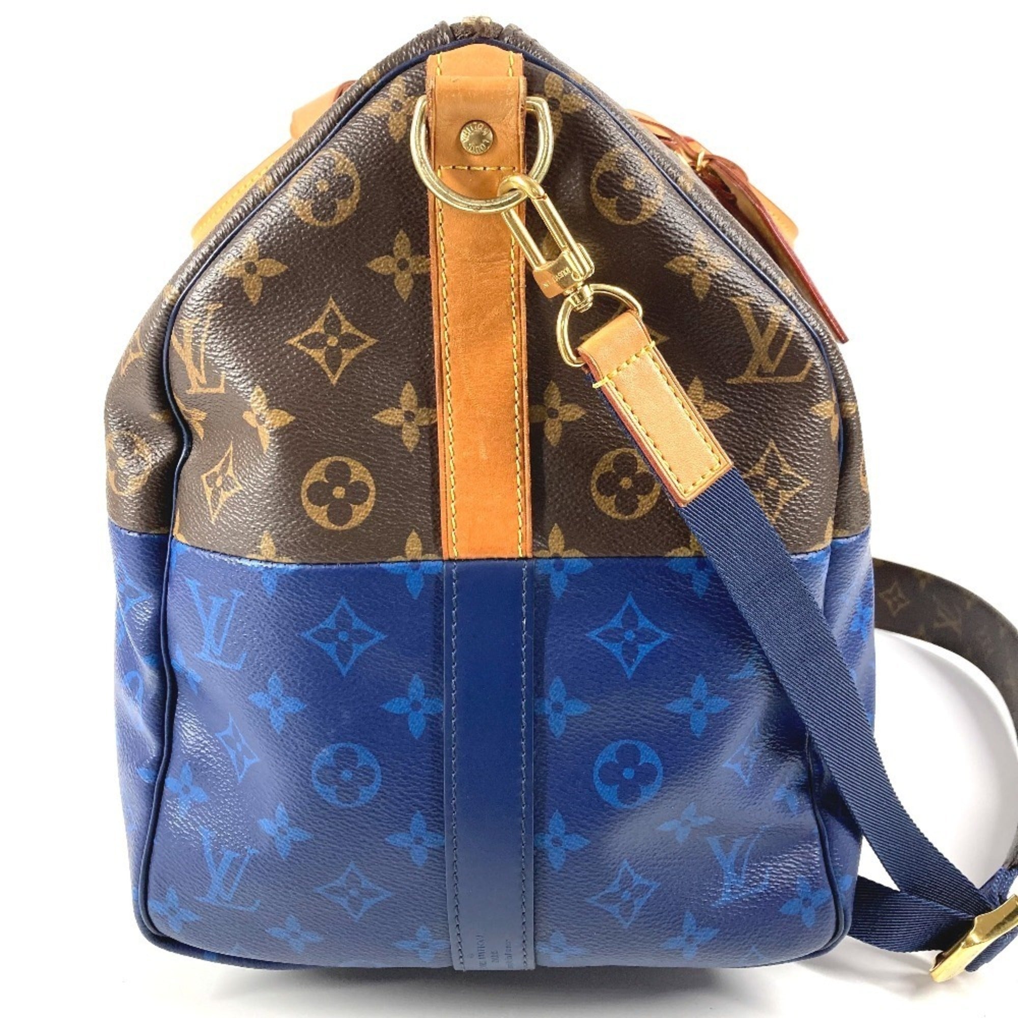 Louis Vuitton Blue Brown Monogram Boston Bag Shoulder Bag (Pre-Owned)