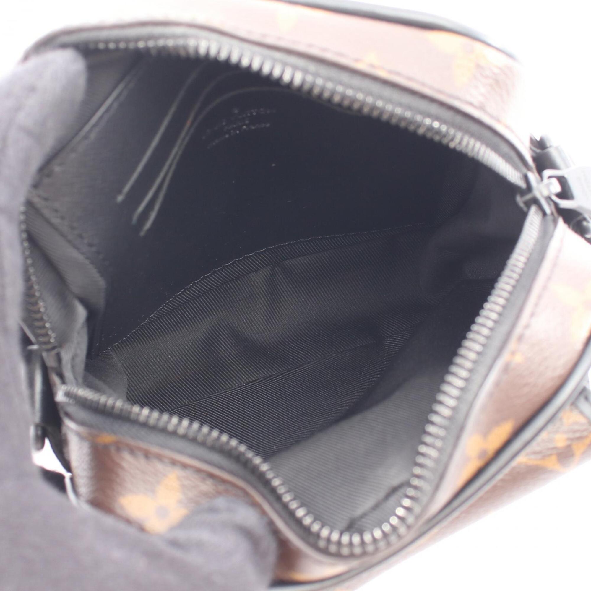Louis Vuitton Black Brown Coated Canvas Leather Handbag Shoulder Bag (Pre-Owned)