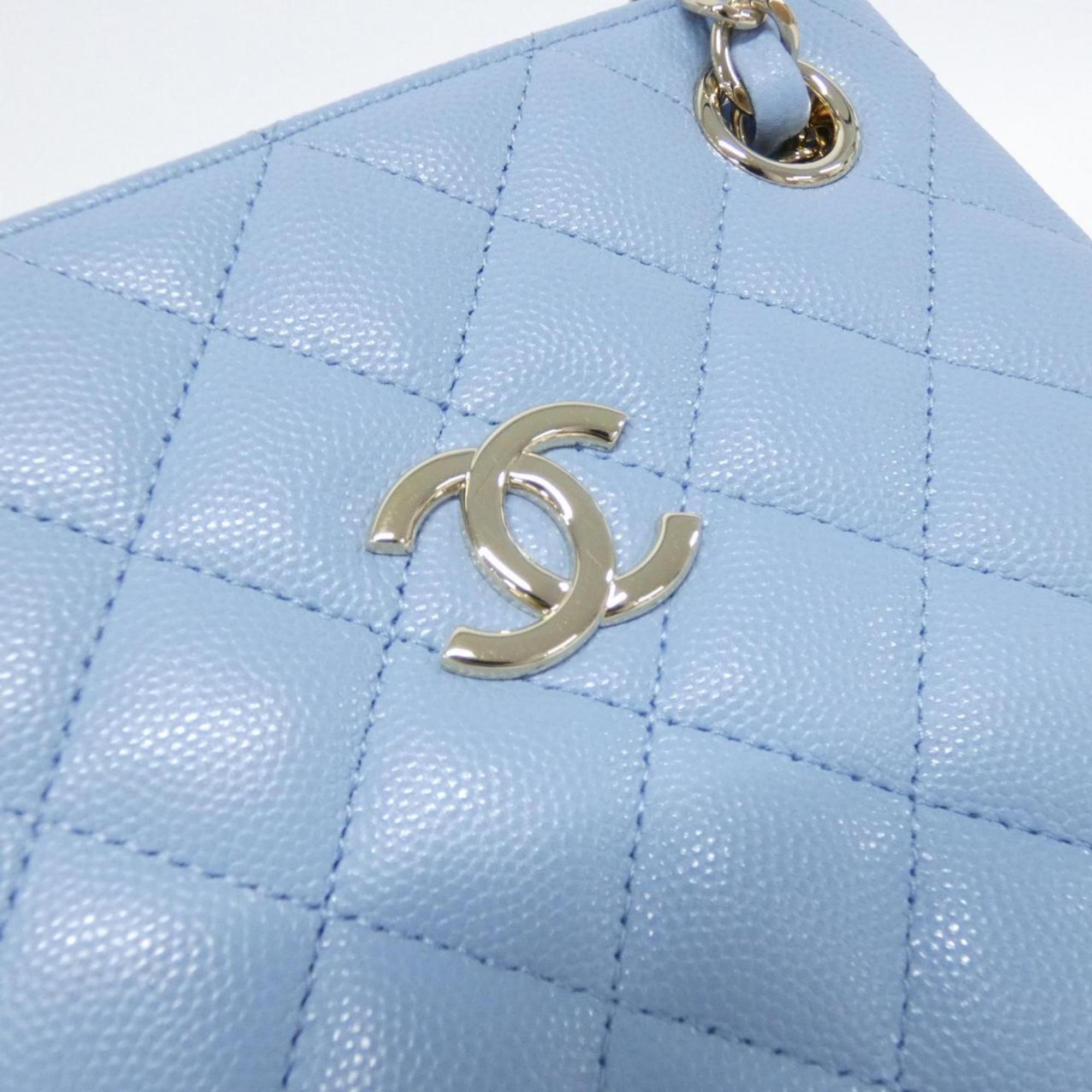 Chanel Light Blue Grained Calfskin Shoulder Bag (Pre-Owned)