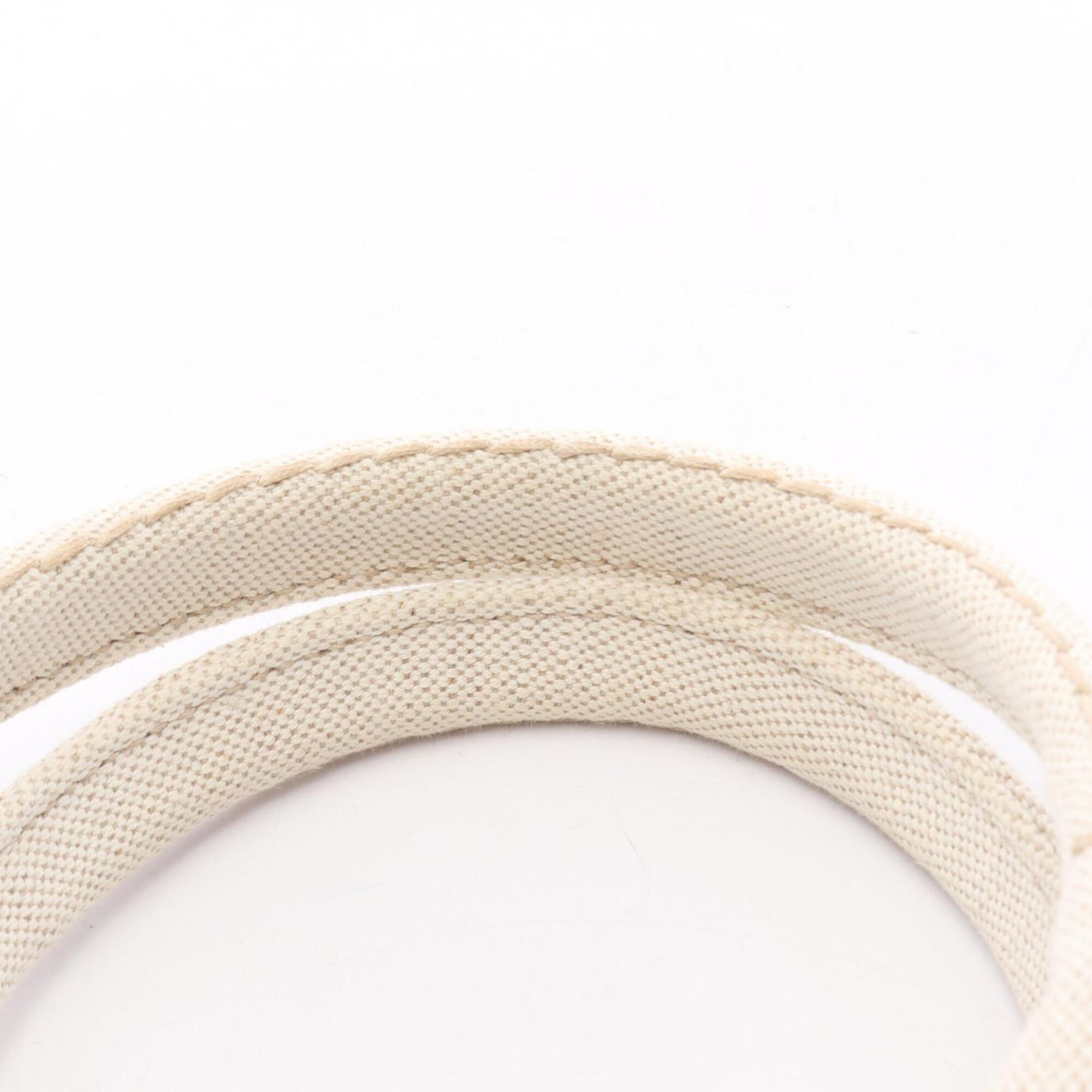 Prada Beige White Canapa Handbag Tote Bag (Pre-Owned)