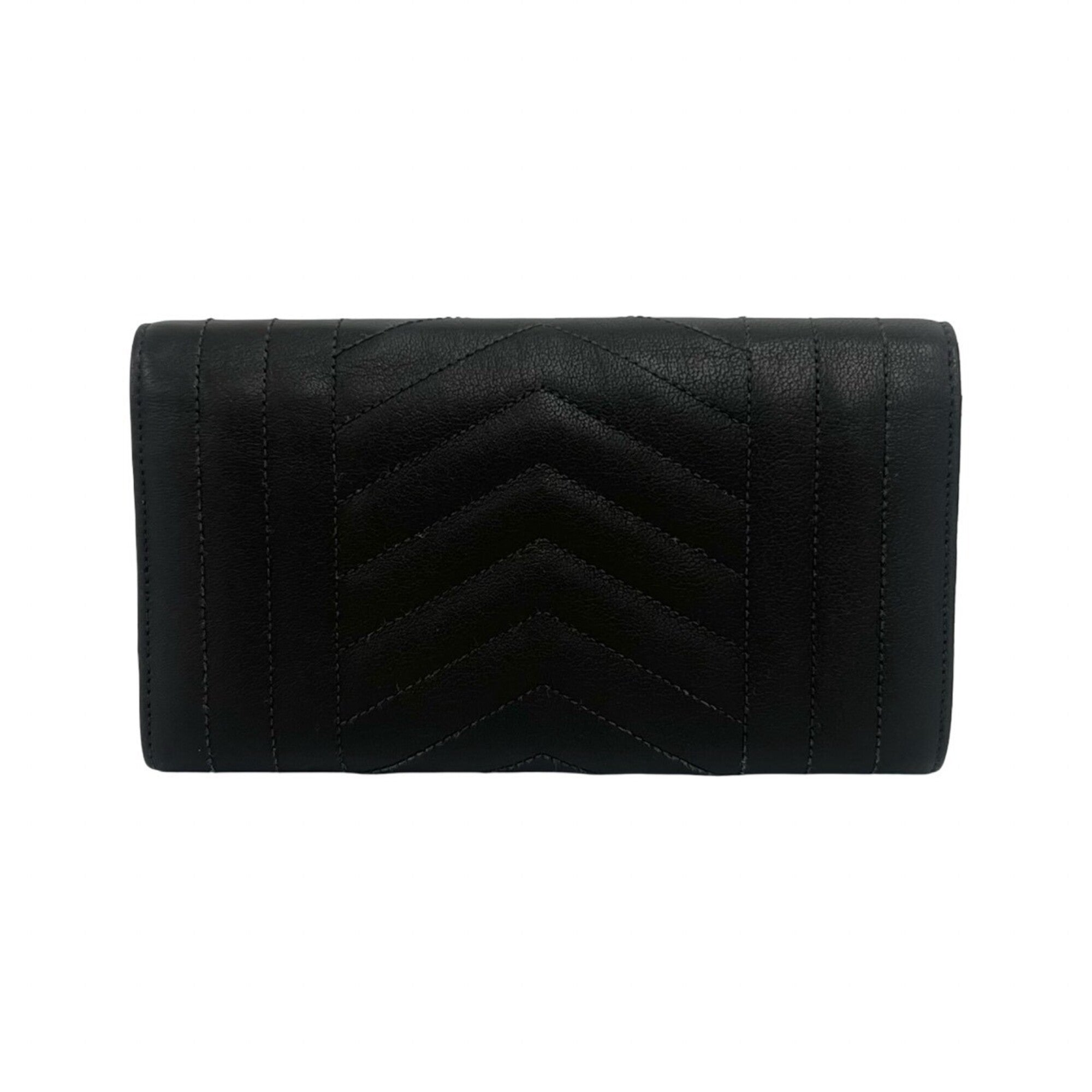 Saint Laurent Gray Leather Long Wallet (Bi-Fold) (Pre-Owned)