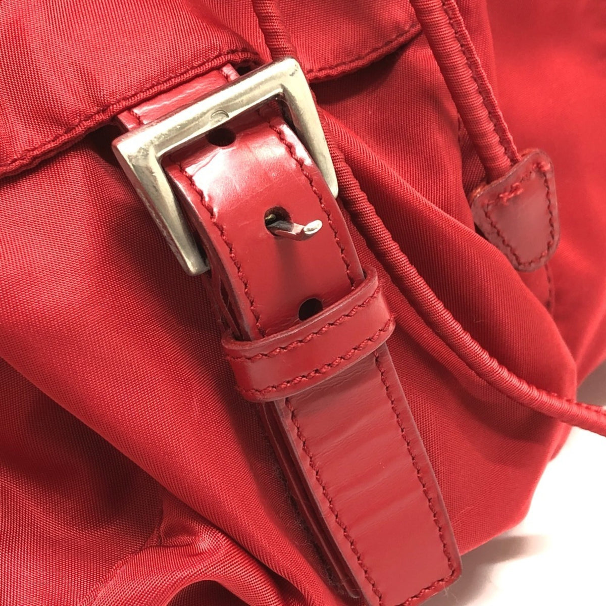Prada Red Color Nylon Backpack (Pre-Owned)