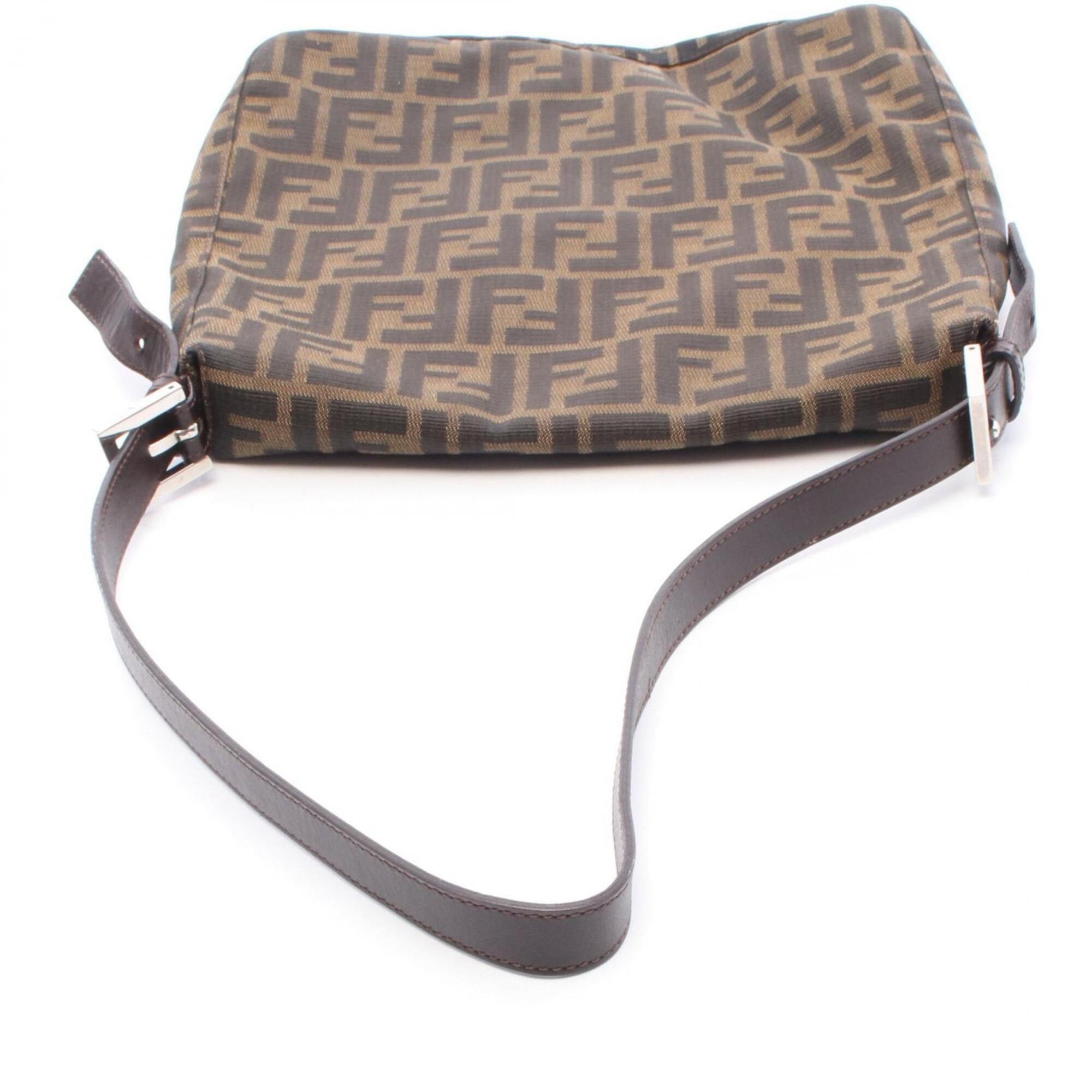 Fendi Brown Canvas Leather Handbag Shoulder Bag (Pre-Owned)