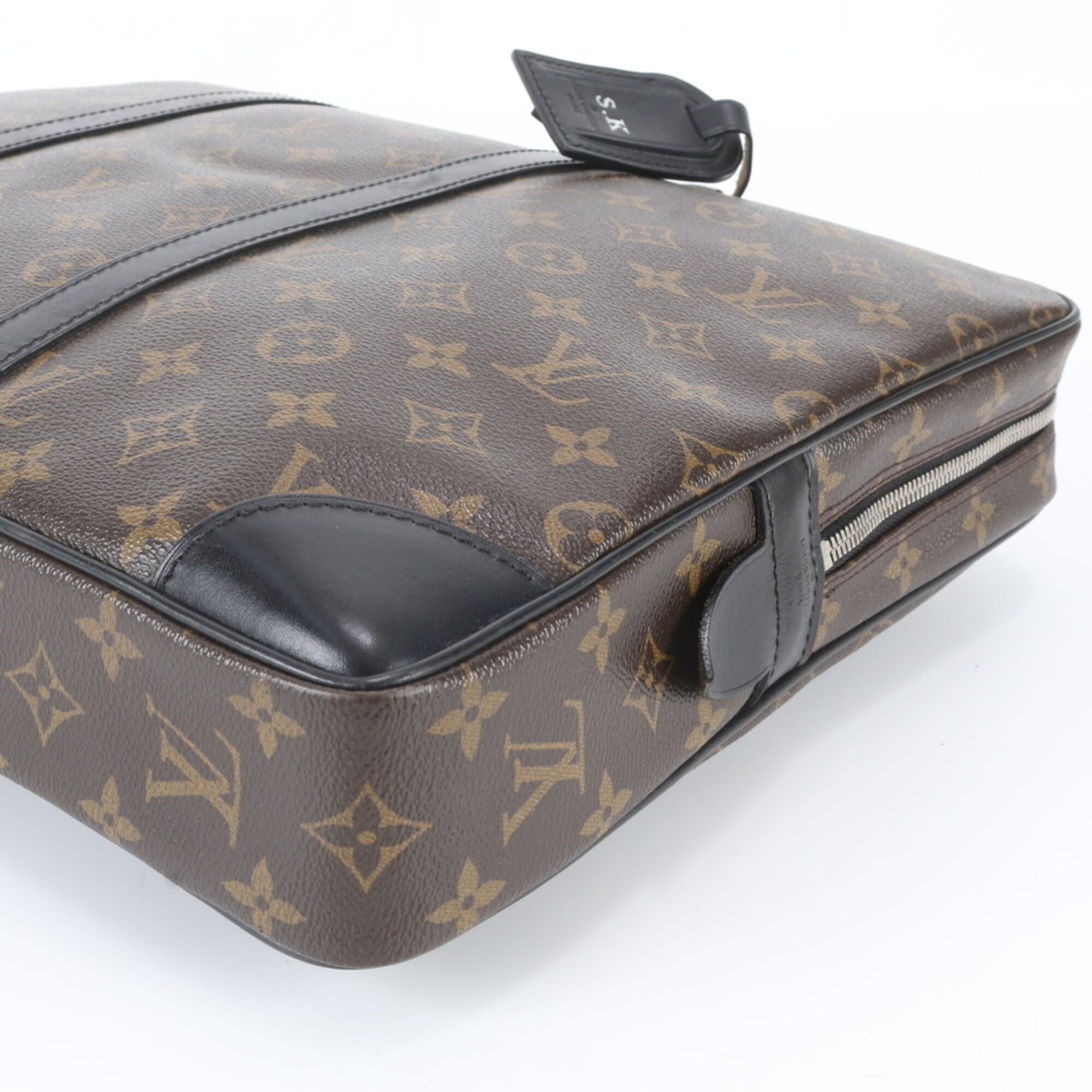 Louis Vuitton Brown Leather Coated Canvas Briefcase Tote Bag (Pre-Owned)
