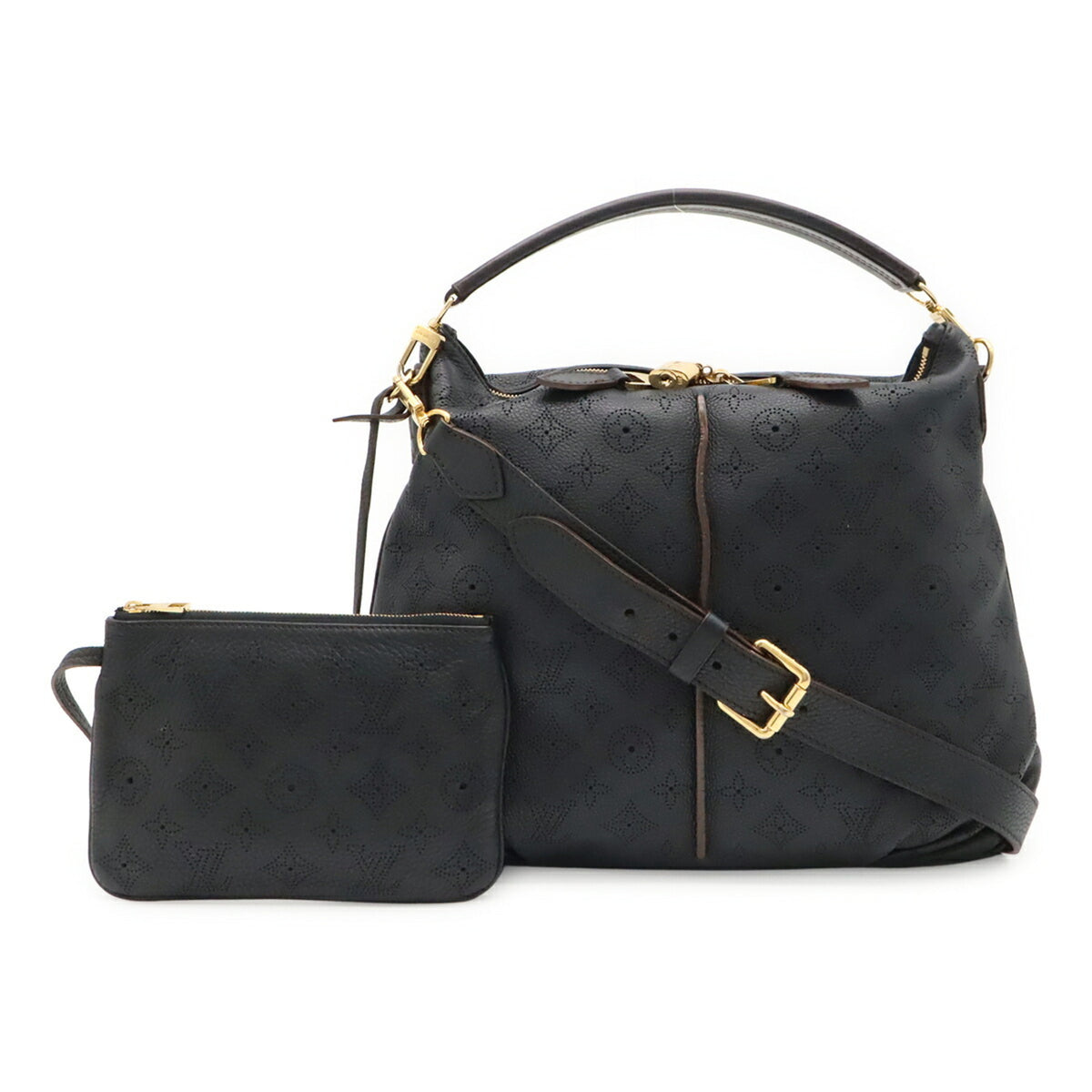 Louis Vuitton Black Noir Mahina Leather Leather Handbag Pouch Shoulder Bag (Pre-Owned)