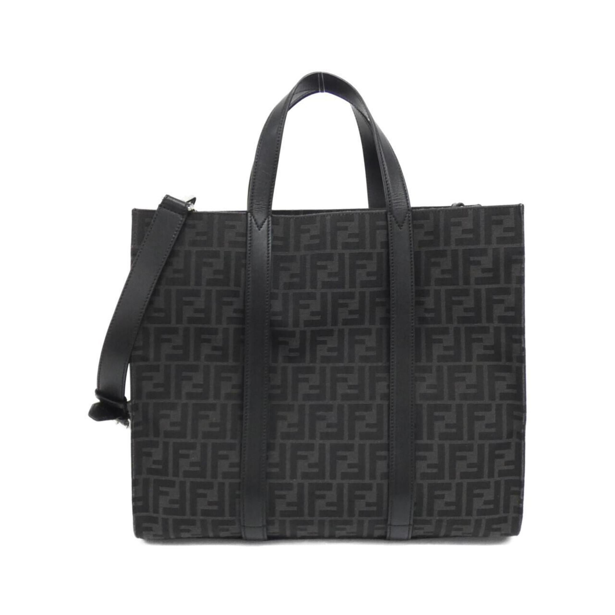 Fendi Black Canvas Leather Handbag (Pre-Owned)