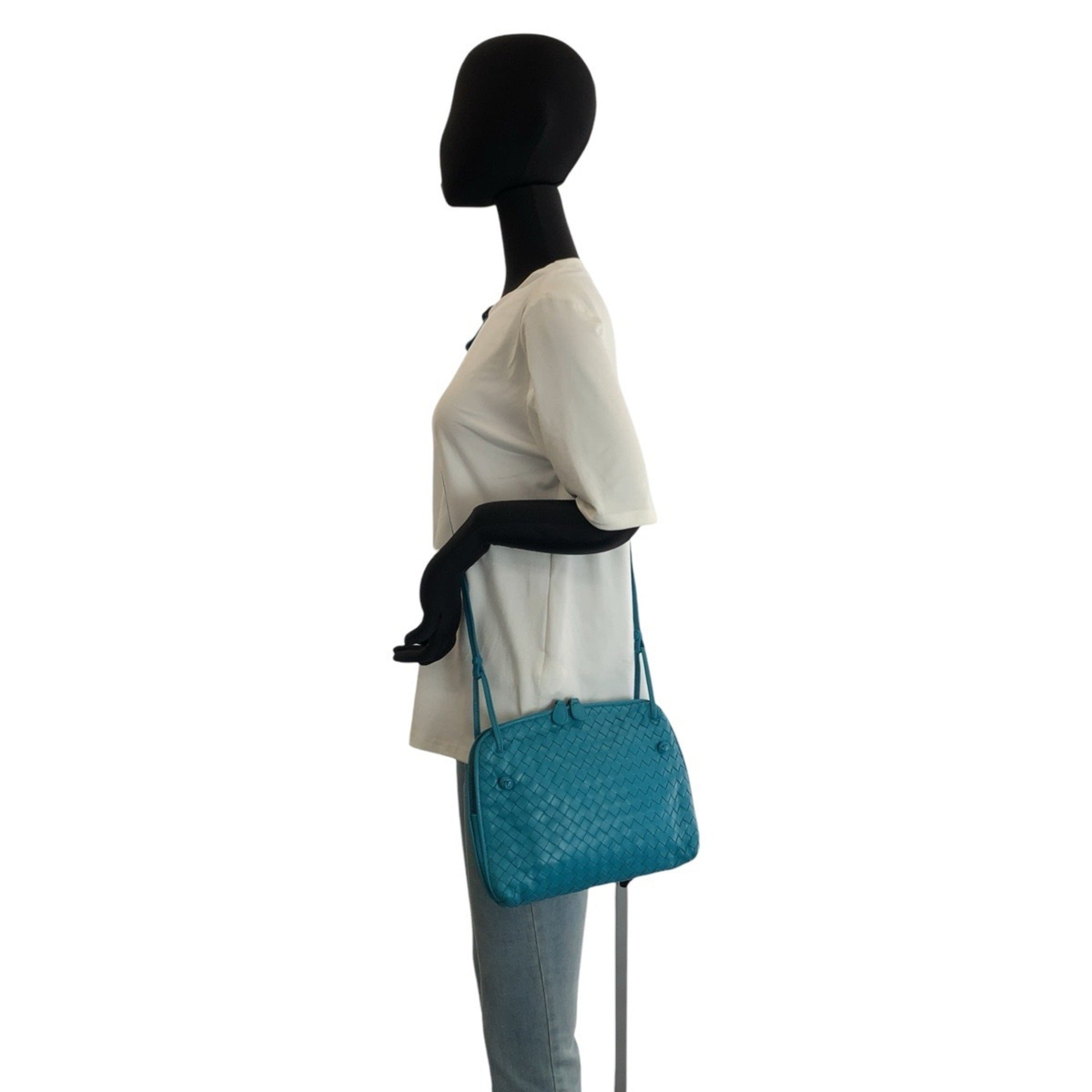 Bottega Veneta Turquoise Leather Pochette Shoulder Bag (Pre-Owned)