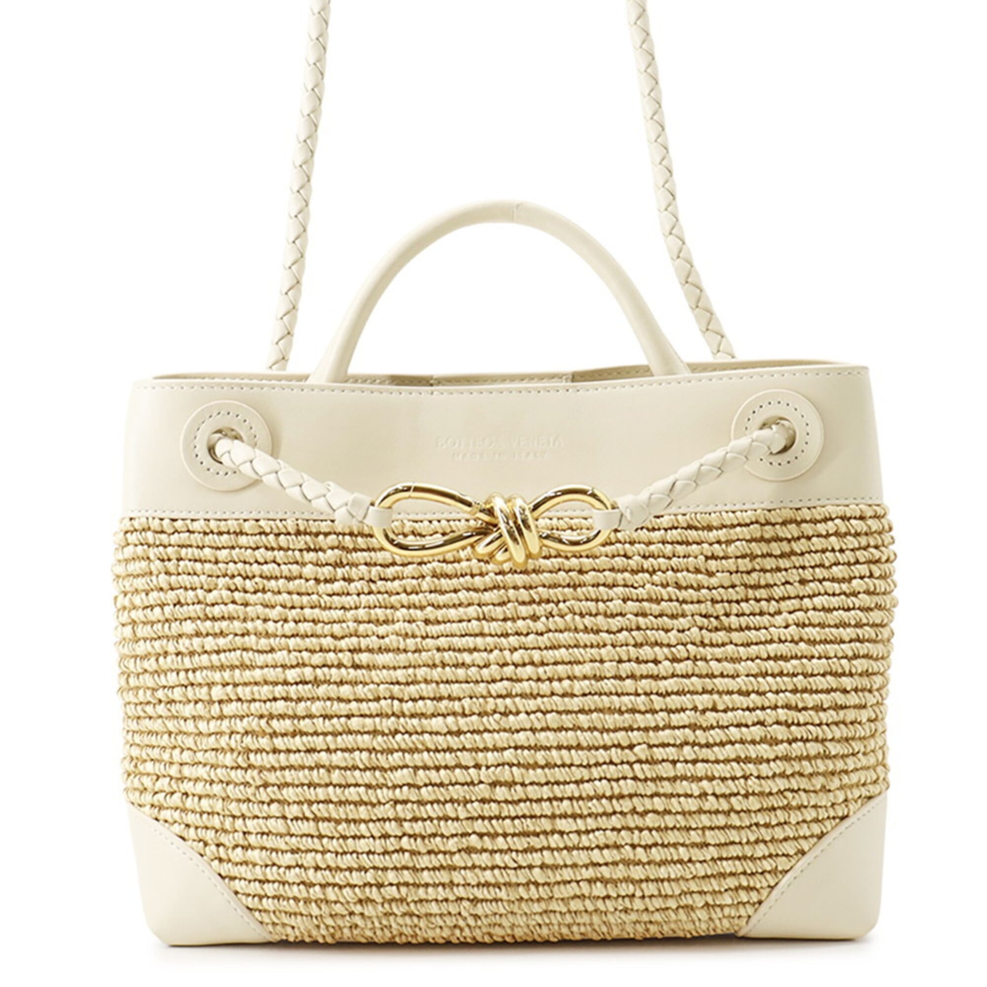 Bottega Veneta White Raffia Handbag Pouch (Pre-Owned)