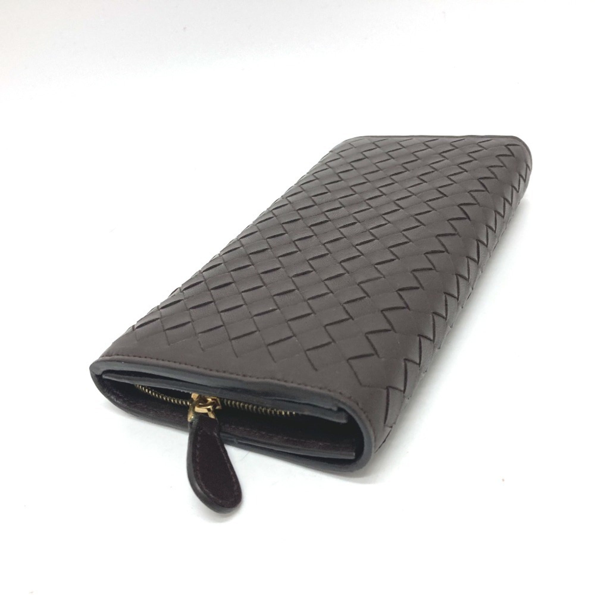 Bottega Veneta Intrecciato Brown Intrecciato Long Wallet (Bi-Fold) (Pre-Owned)