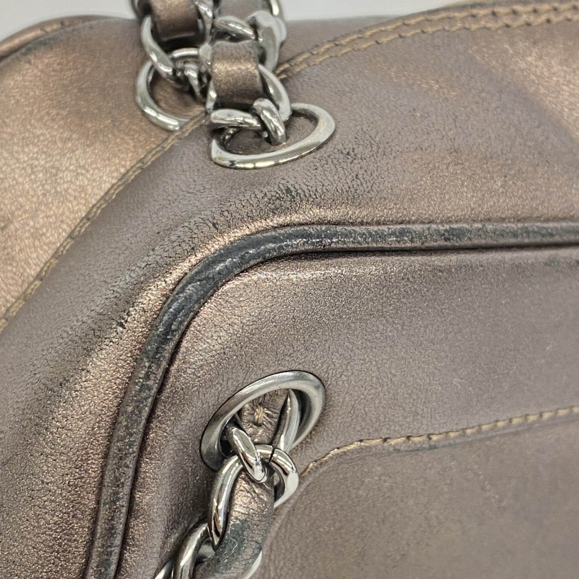 Chanel Bronze Leather Handbag (Pre-Owned)