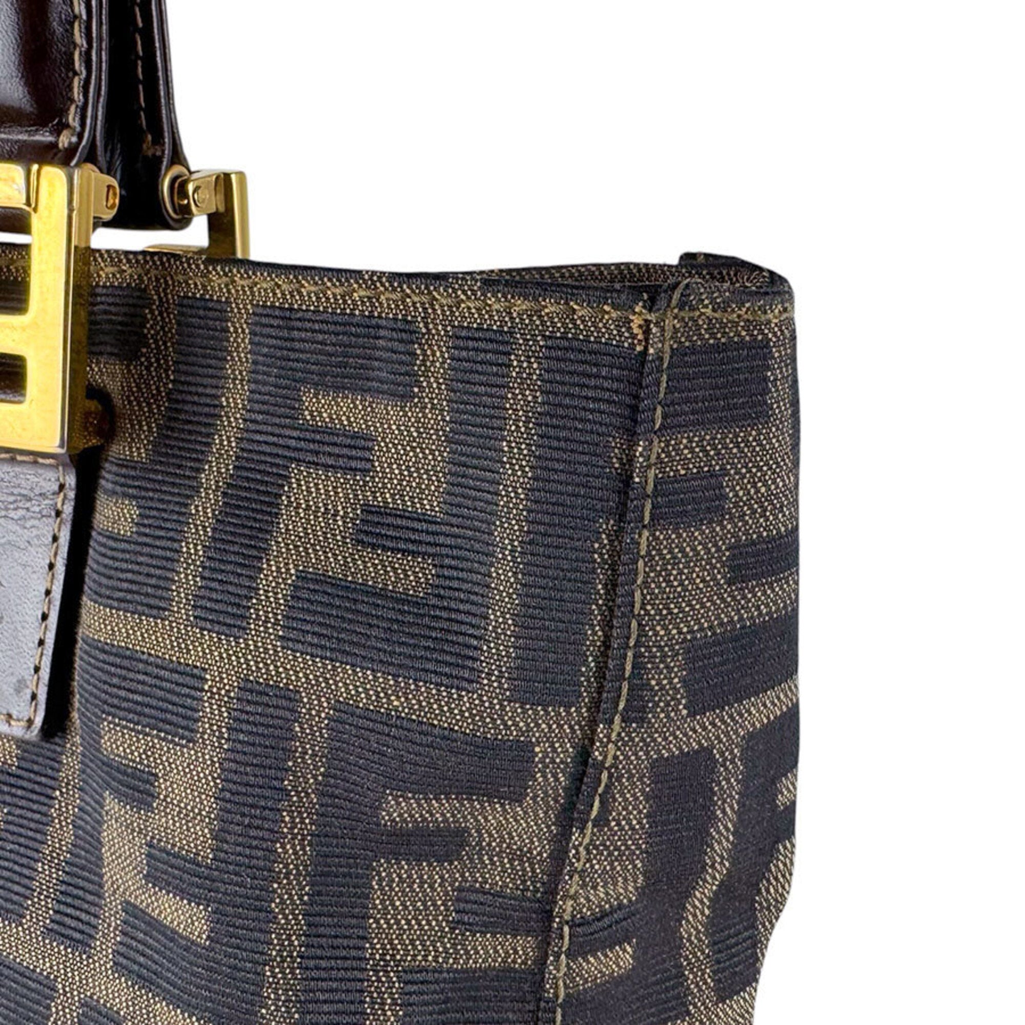 Fendi Brown Nylon Canvas Leather Handbag (Pre-Owned)