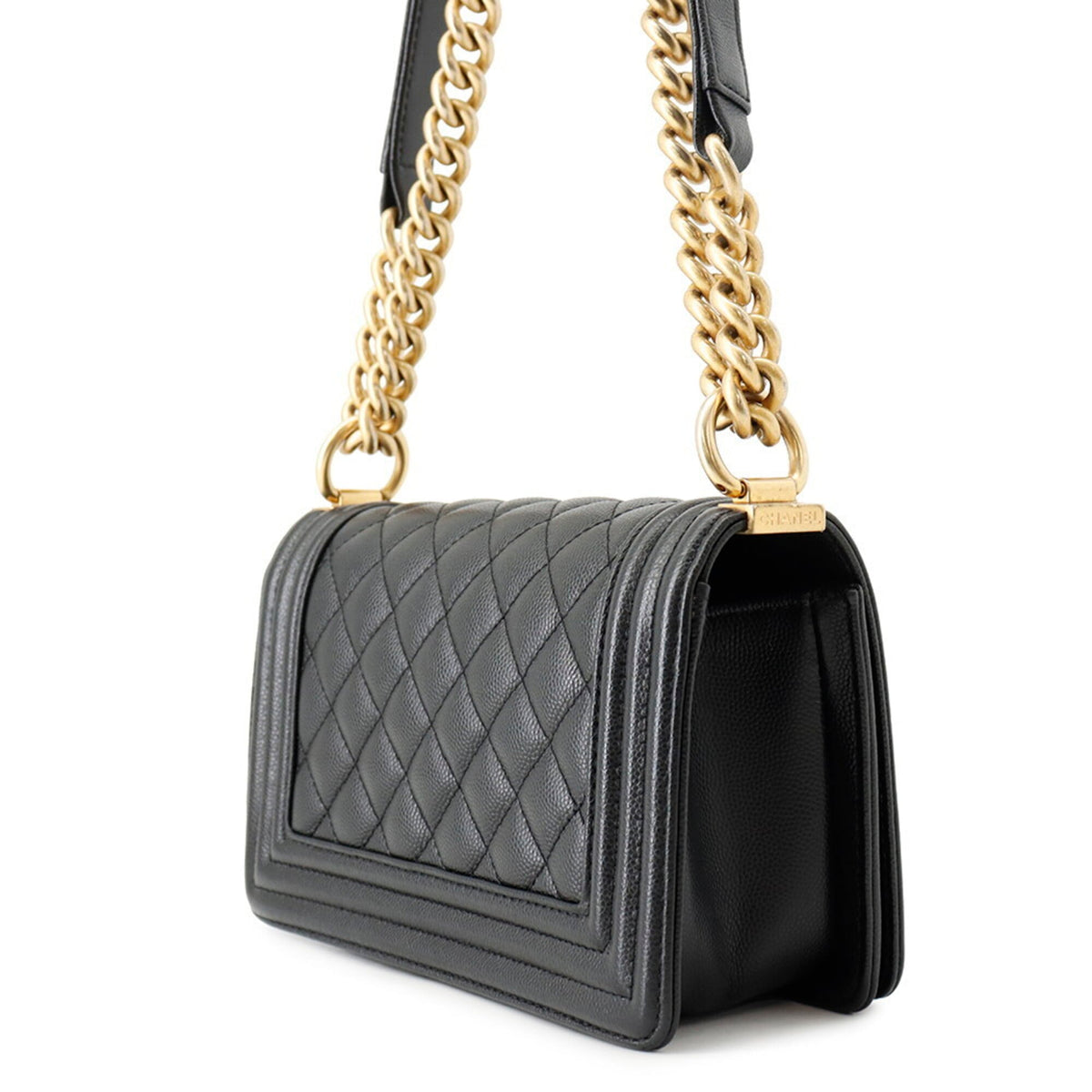 Chanel Matelasse Black Grained Calfskin Handbag Shoulder Bag (Pre-Owned)