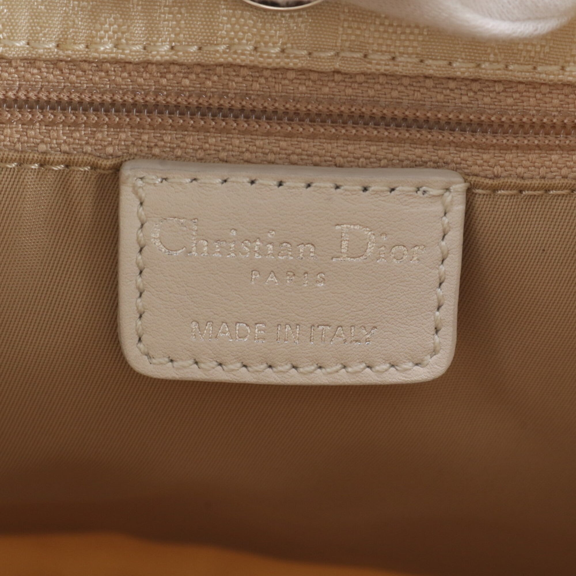 Christian Dior White Leather Nylon Handbag Shoulder Bag Tote Bag (Pre-Owned)
