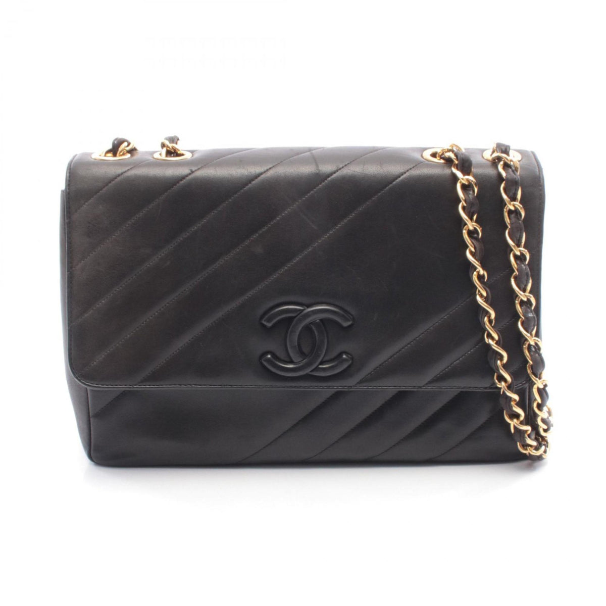 Chanel Black Leather Handbag Shoulder Bag (Pre-Owned)